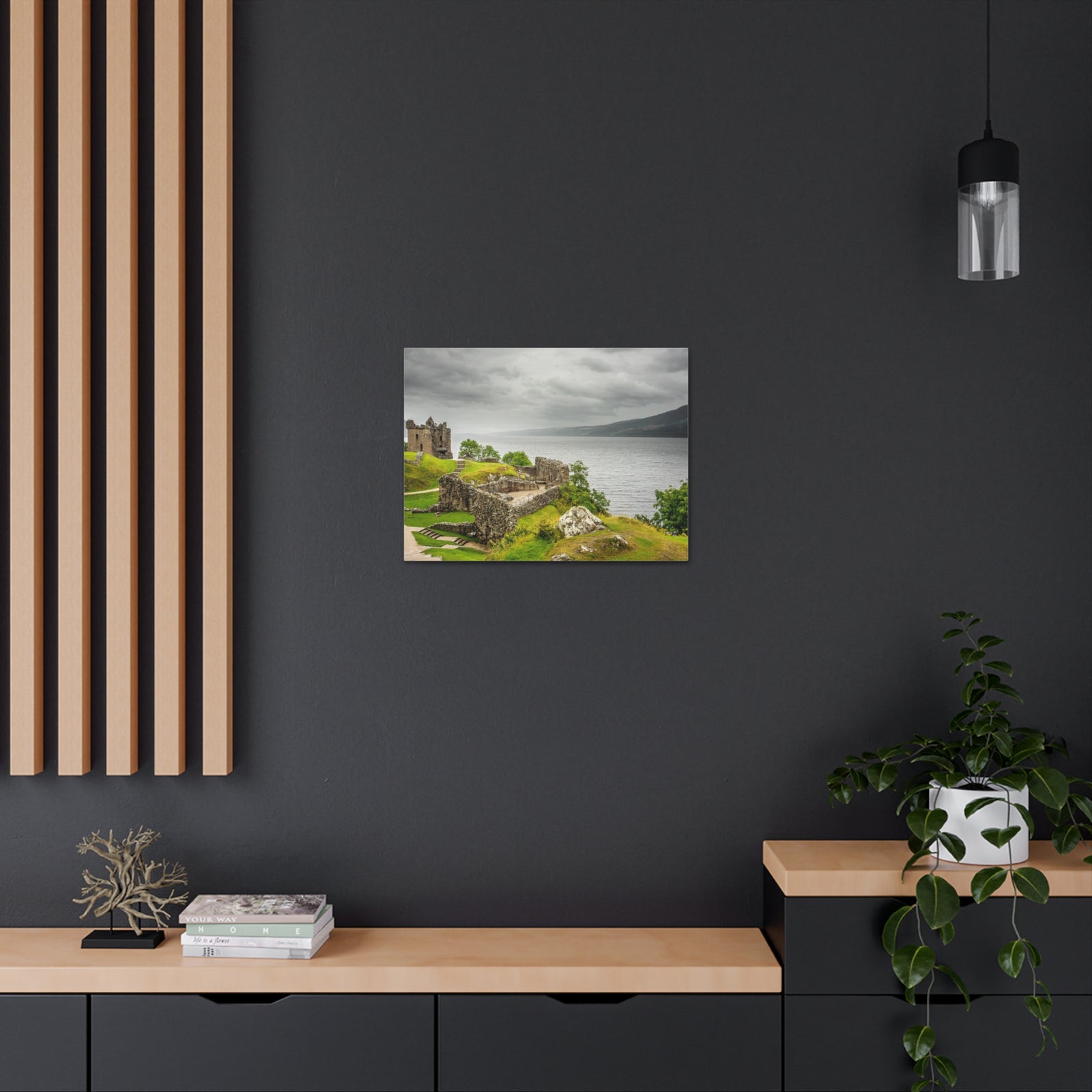 Loch Ness Scotland Modern Ruins of Urquhart Castle Multicolor Scenic Nature Photography Canvas Home Office Decor Ready to Hang-Express Your Love Gifts