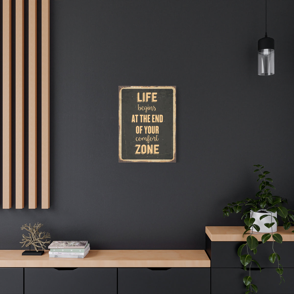Inspirational Quote Canvas Life Begins Wall Art Motivational Motto Inspiring Prints Artwork Decor Ready to Hang-Express Your Love Gifts