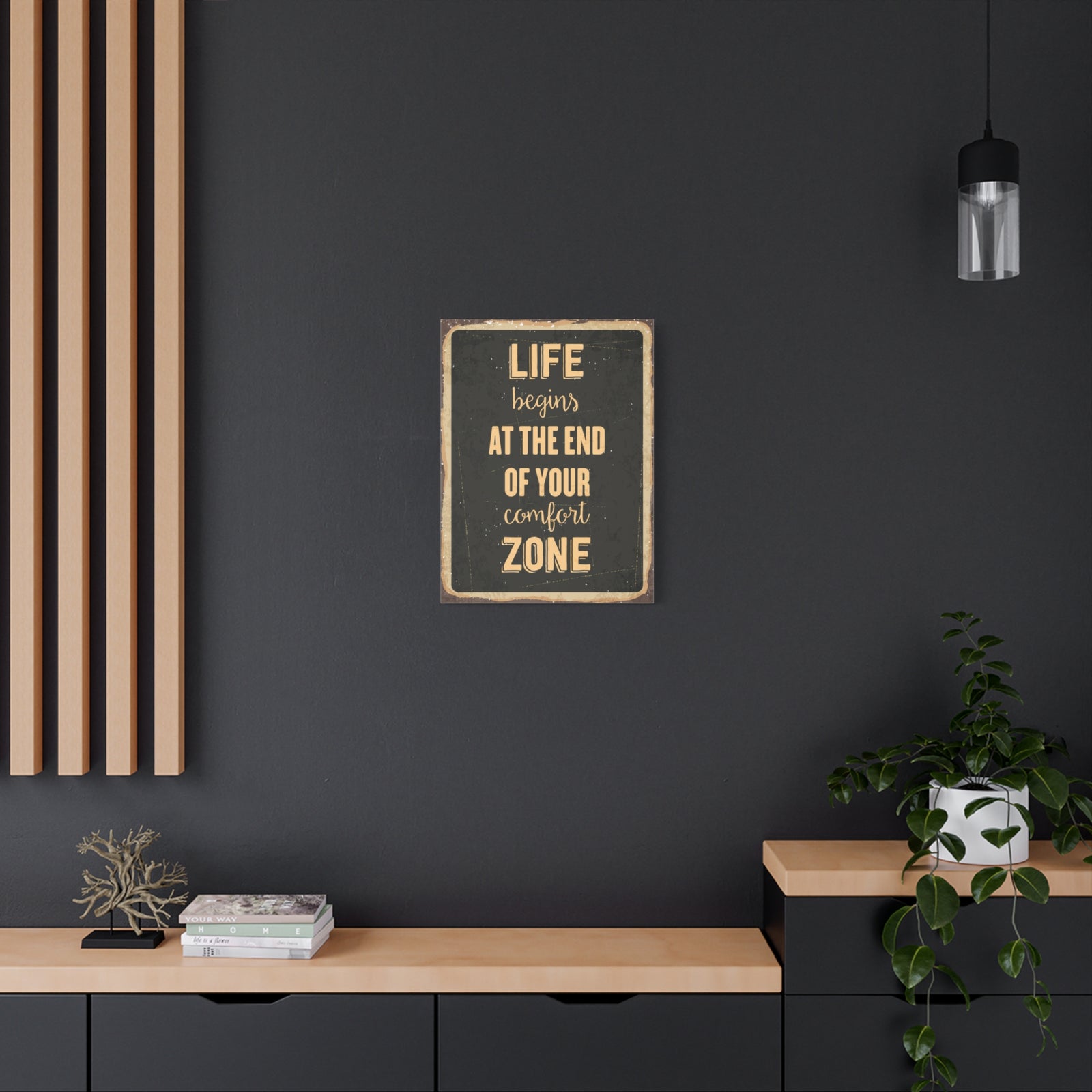 Inspirational Quote Canvas Life Begins Wall Art Motivational Motto Inspiring Prints Artwork Decor Ready to Hang-Express Your Love Gifts