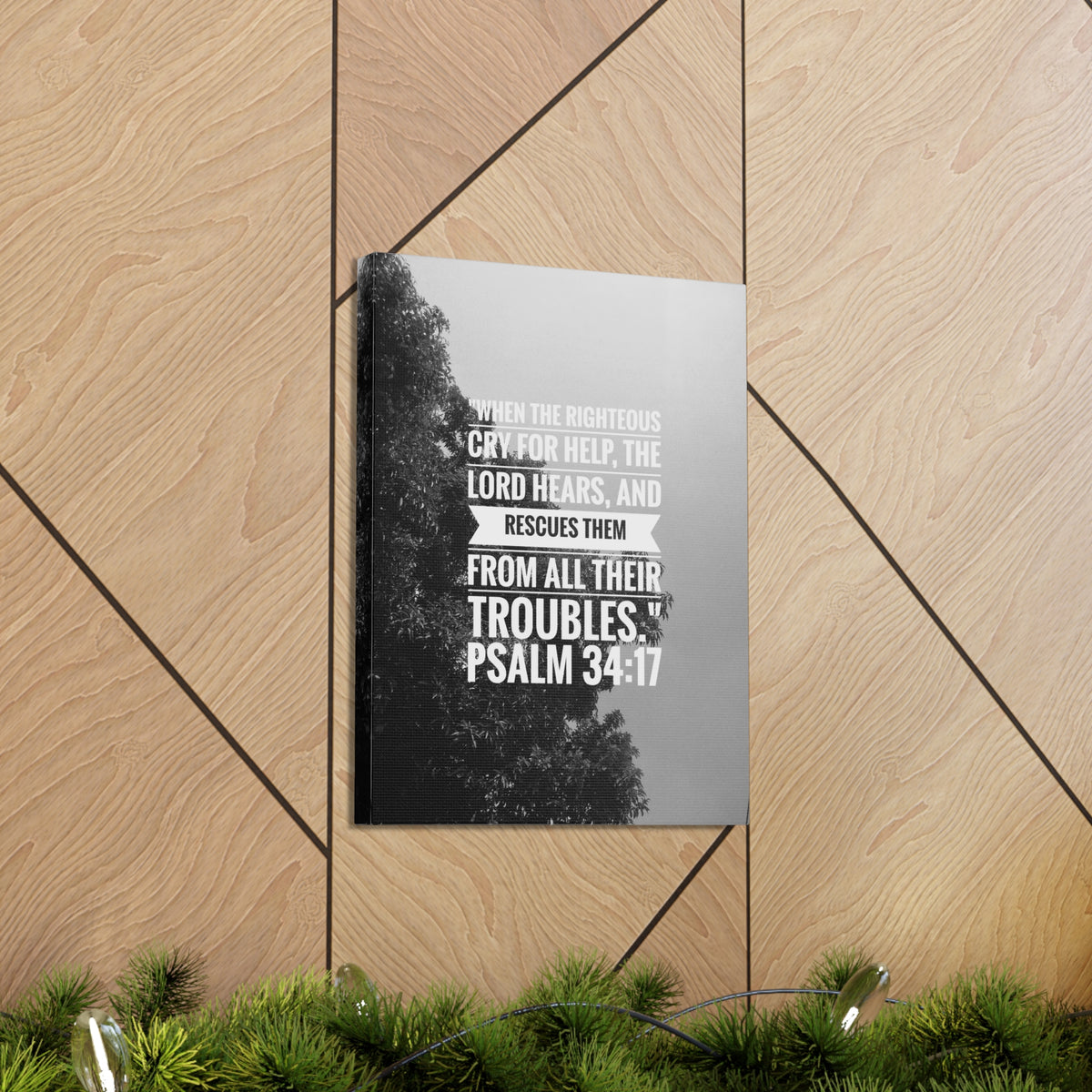 Scripture Canvas Rescues Them Psalm 34:17 Christian Wall Art Bible Verse Print Ready to Hang-Express Your Love Gifts