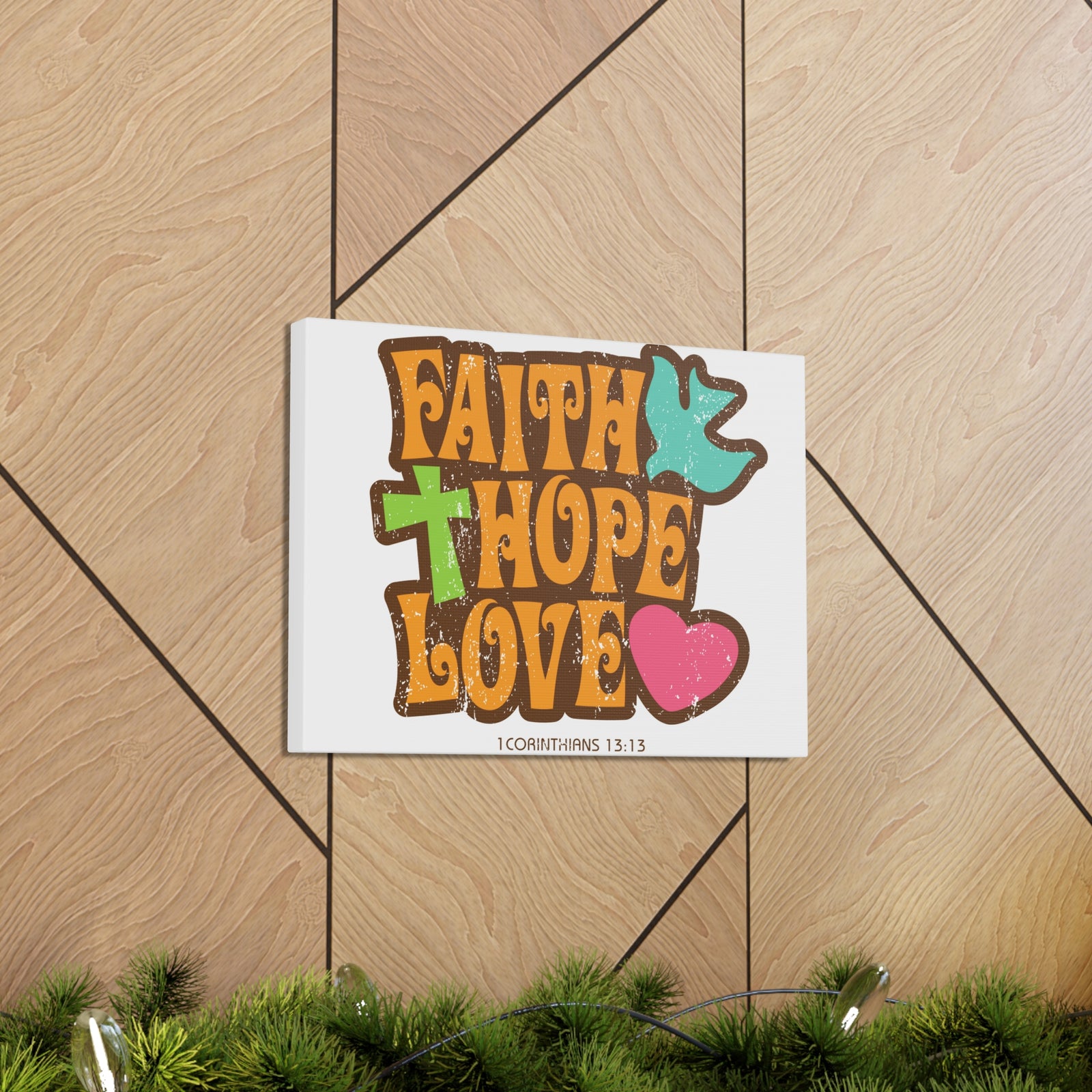 Scripture Canvas Faith Love Hope 1 Corinthians 13:13 Christian Wall Art Bible Verse Print Ready To Hang-Express Your Love Gifts