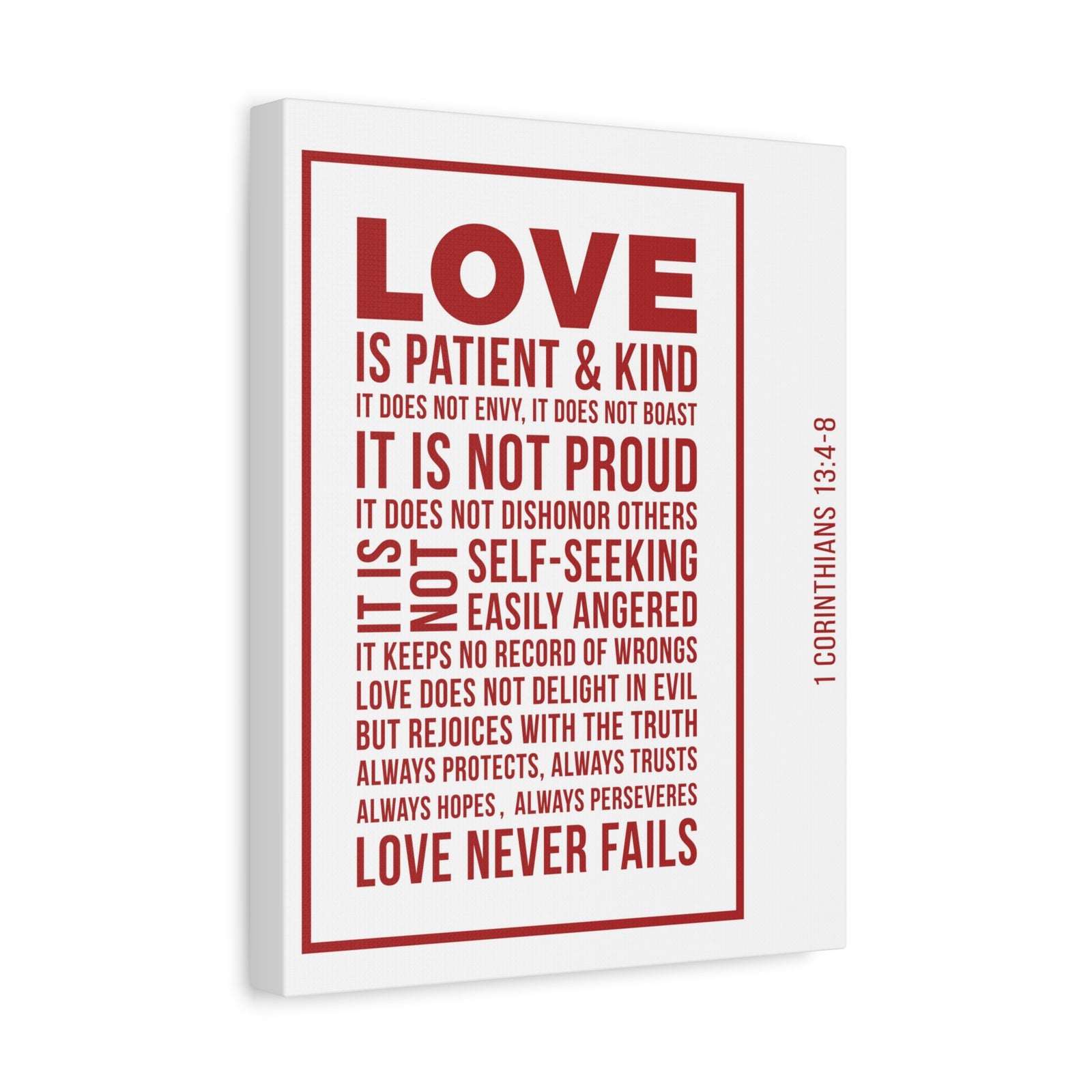 Scripture Canvas Love Is Patient 1 Corinthians 13:4-8 Christian Wall Art Bible Verse Print Ready To Hang-Express Your Love Gifts