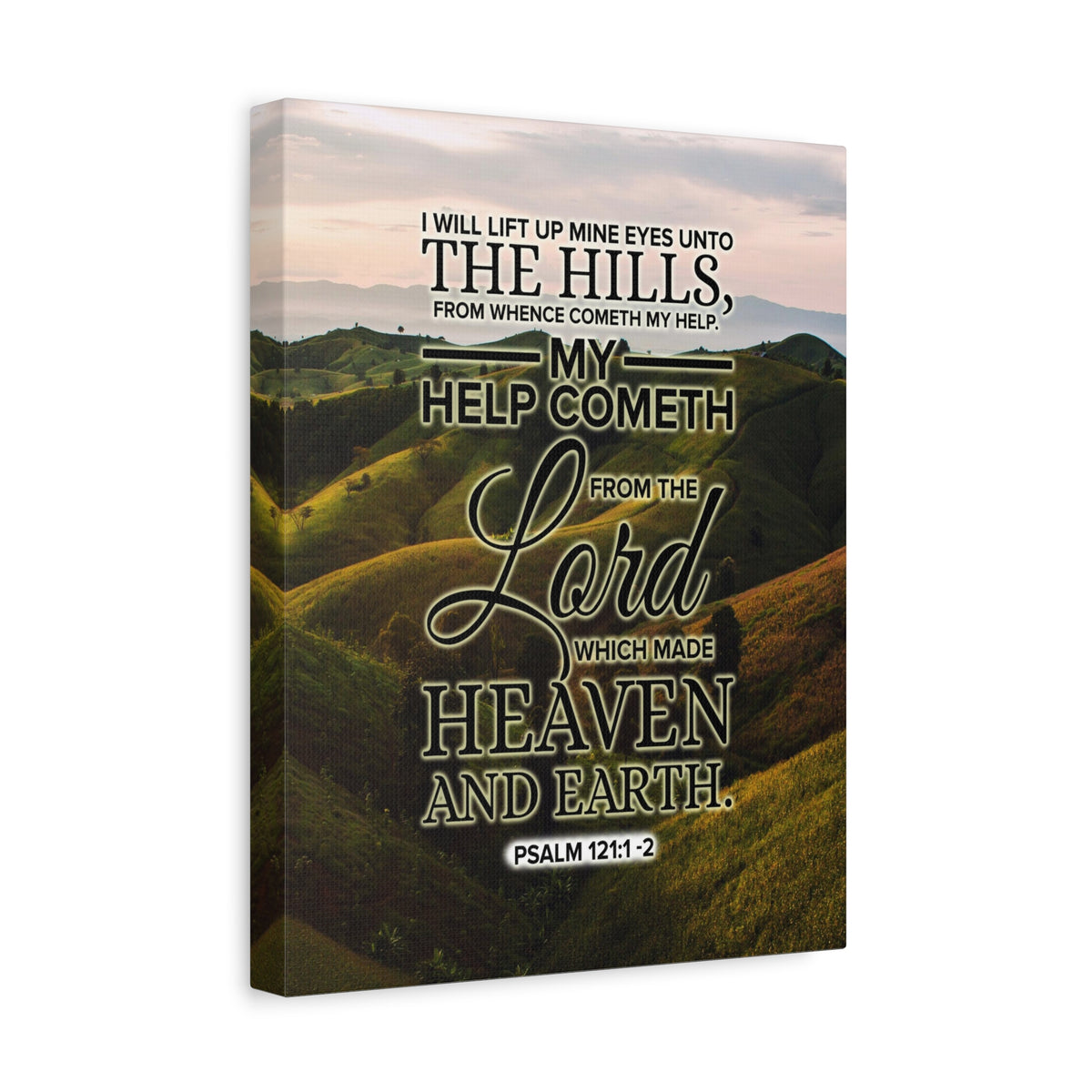 Scripture Canvas Heaven and Earth Psalm 121:1‭-‬2 KJV Christian Wall Art Bible Verse Print Ready to Hang-Express Your Love Gifts