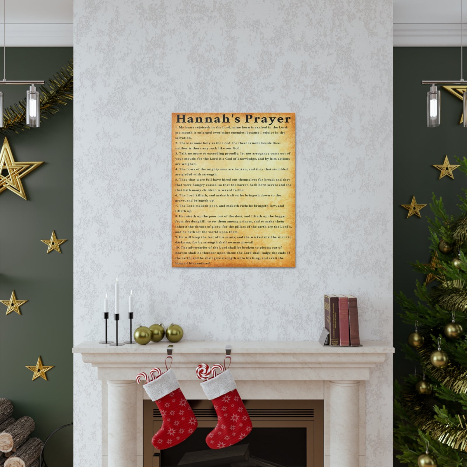 Scripture Walls Hannah's Prayer 1 Samuel 2:1–10 Gold Bible Verse Canvas Christian Wall Art Ready to Hang Unframed-Express Your Love Gifts