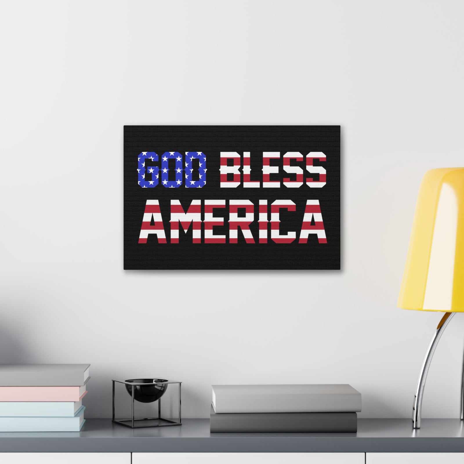 God Bless America American Flag Canvas Wall Art for Home Decor Ready-to-Hang-Express Your Love Gifts