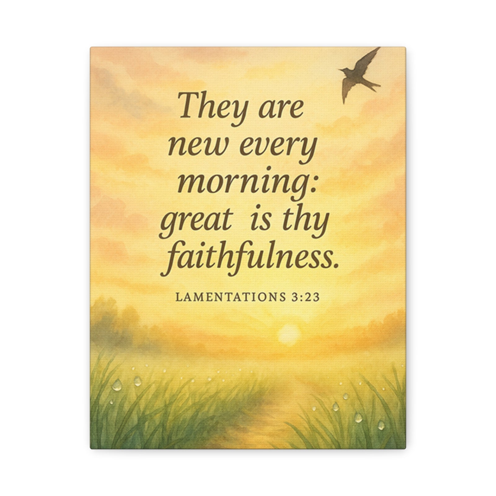 Bible Verse Canvas Lamentations 3:23 Christian Home Décor Wall Art Scripture Ready to Hang Faith Print-Express Your Love Gifts