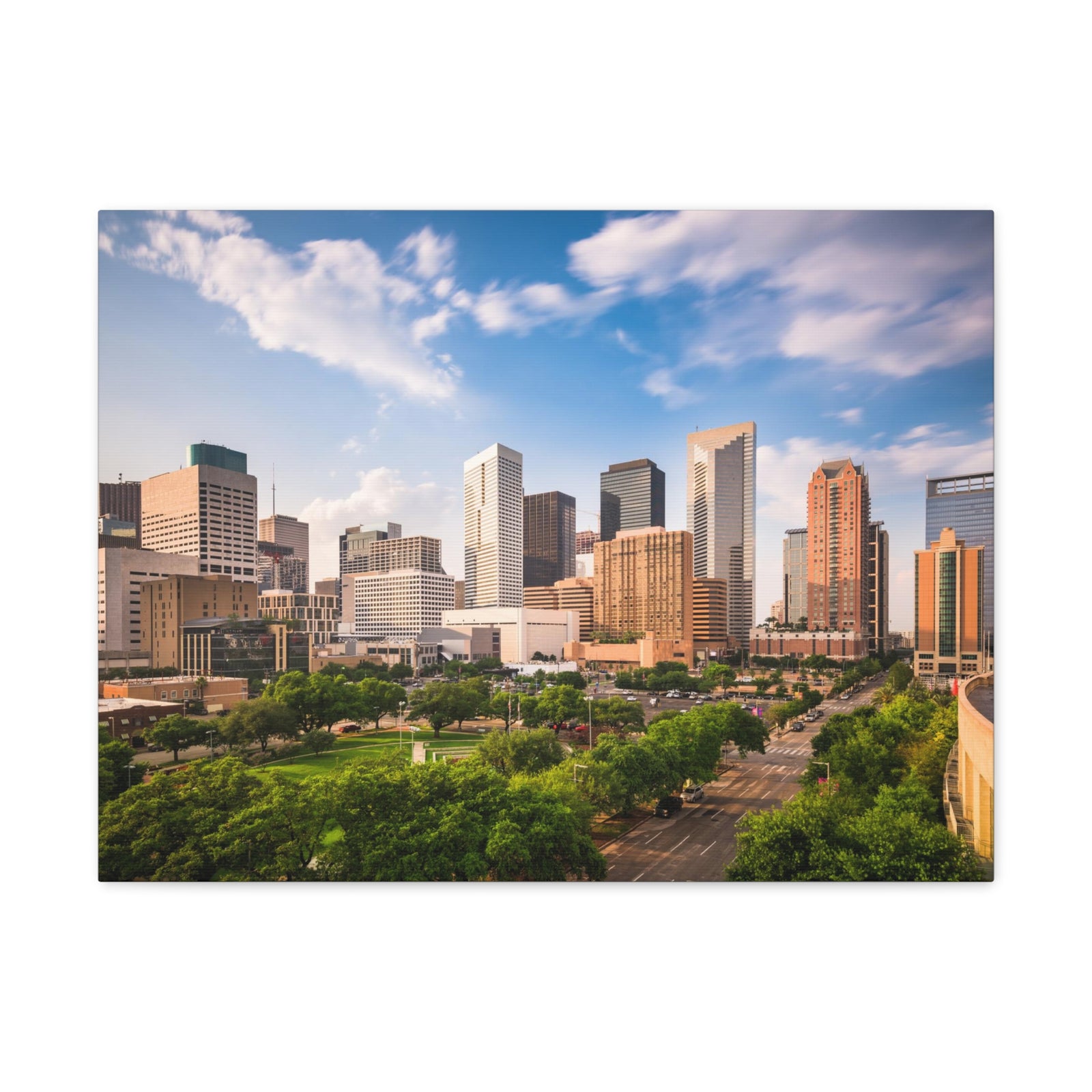 Houston Daytime Skyline Canvas Artwork High-Quality Breathtaking Stunning Cityscape for Home Decor Ready to Hang-Express Your Love Gifts