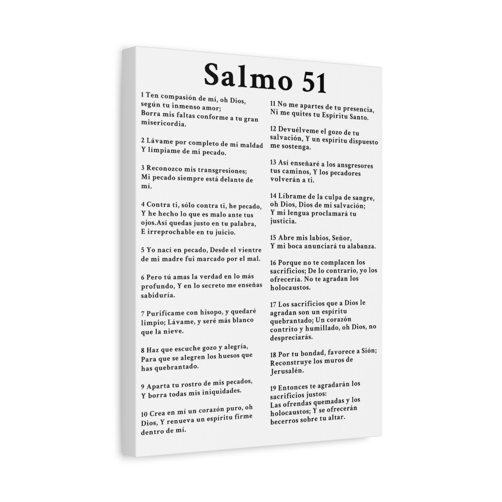 Scripture Walls Salmo 51 Chapter White Christian Wall Art Print Ready to Hang Unframed-Express Your Love Gifts