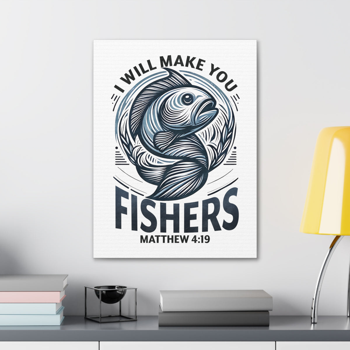 Scripture Walls Matthew 4:19 I Will Make You Fishers Bible Verse Canvas Christian Wall Art Ready to Hang Unframed-Express Your Love Gifts