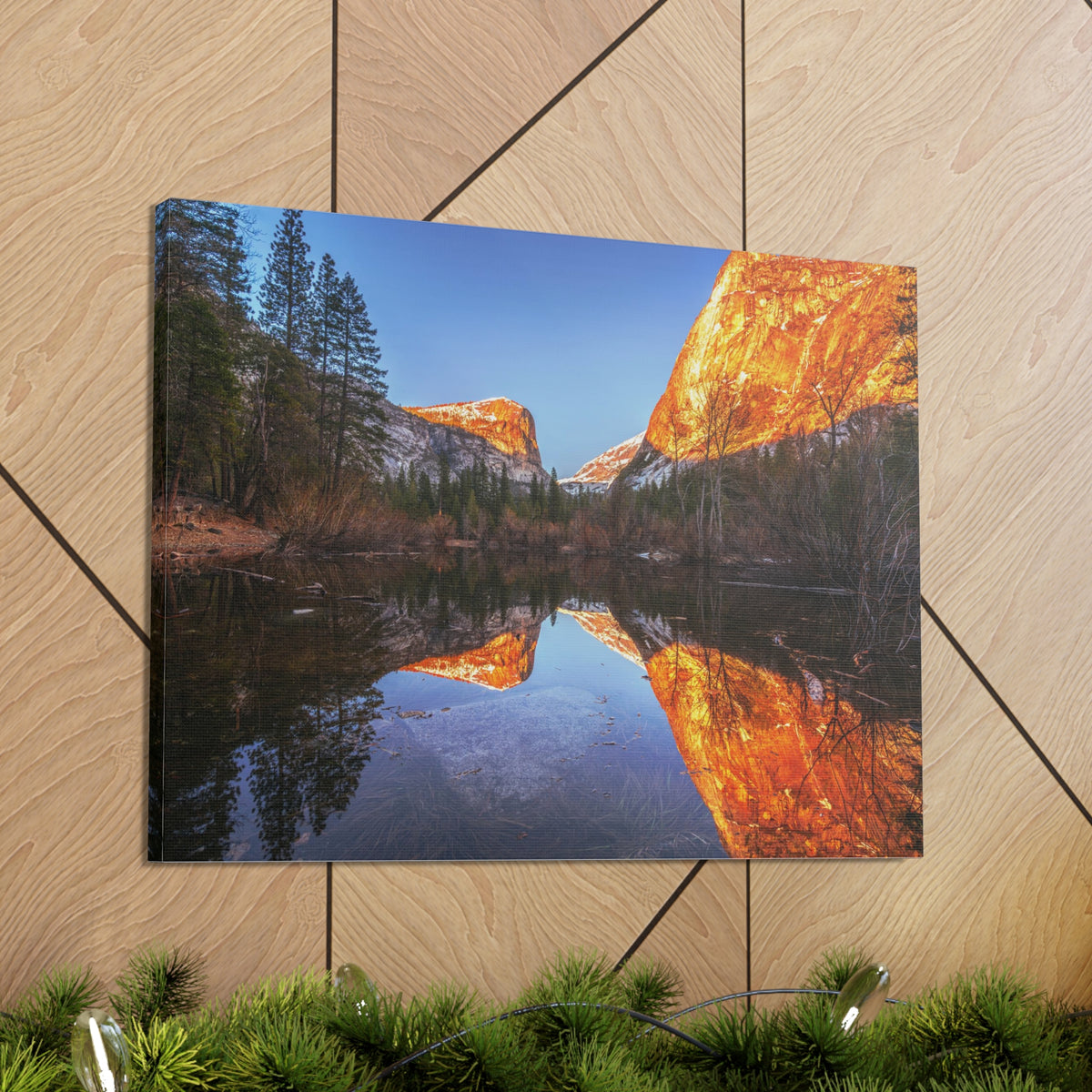 Mountain Golden Hour Lake Nature Wilderness Photography Canvas Wall Art for Home Decor Ready-to-Hang-Express Your Love Gifts