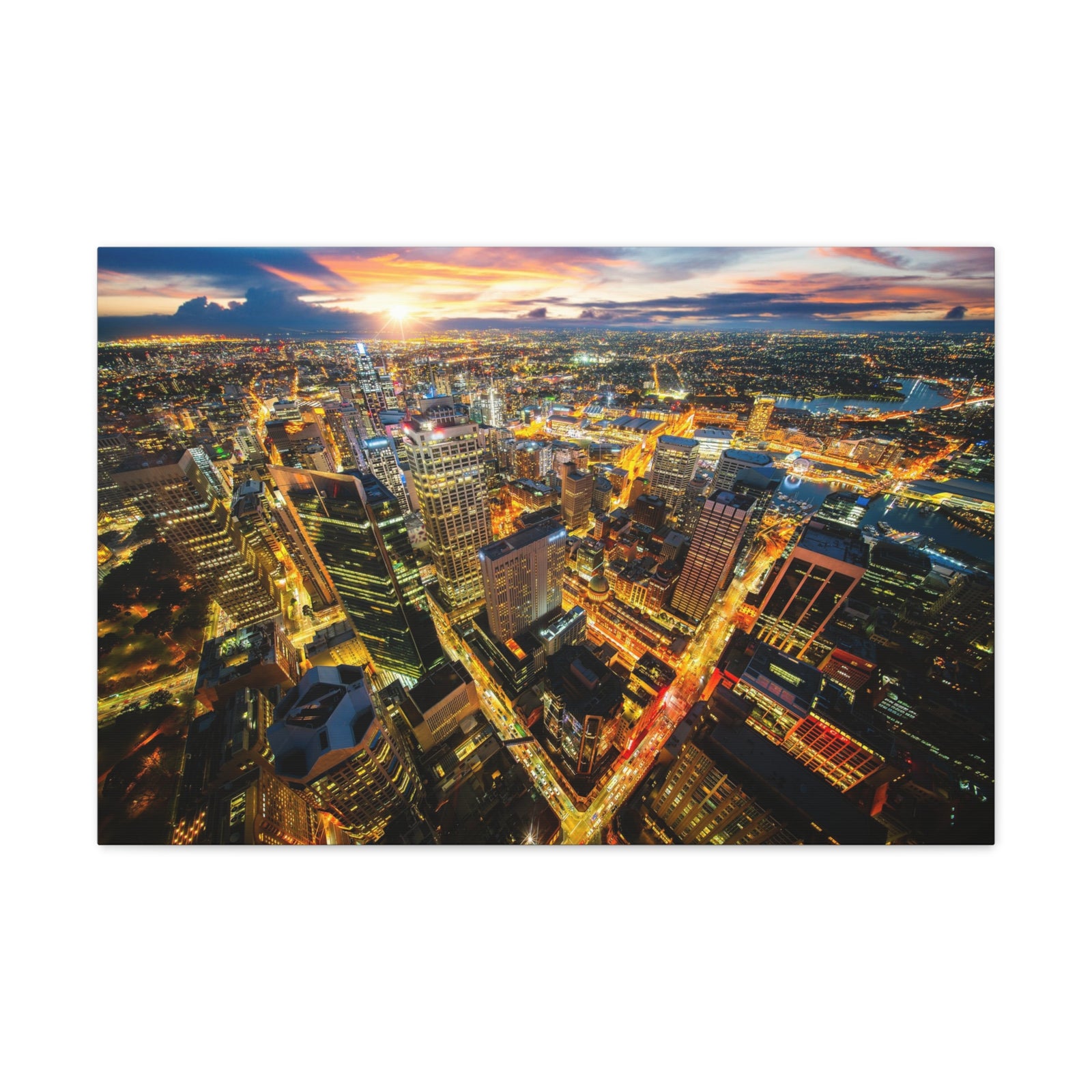 Sydney Night Skyline Canvas Artwork High-Quality Breathtaking Stunning Cityscape for Home Decor Ready to Hang-Express Your Love Gifts