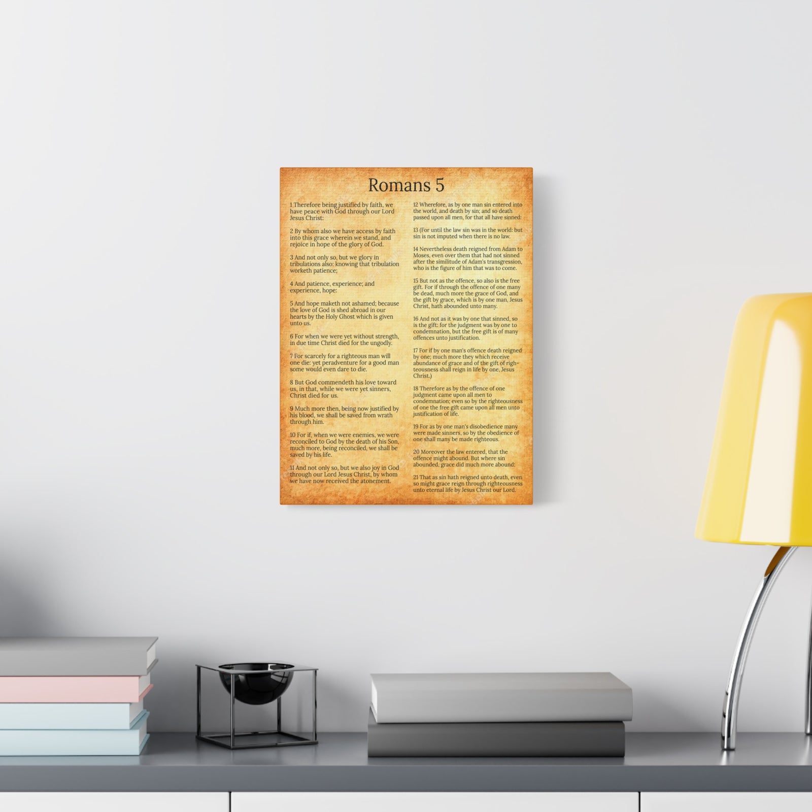 Scripture Walls Romans 5 Gold Christian Wall Art Print Ready to Hang Unframed-Express Your Love Gifts