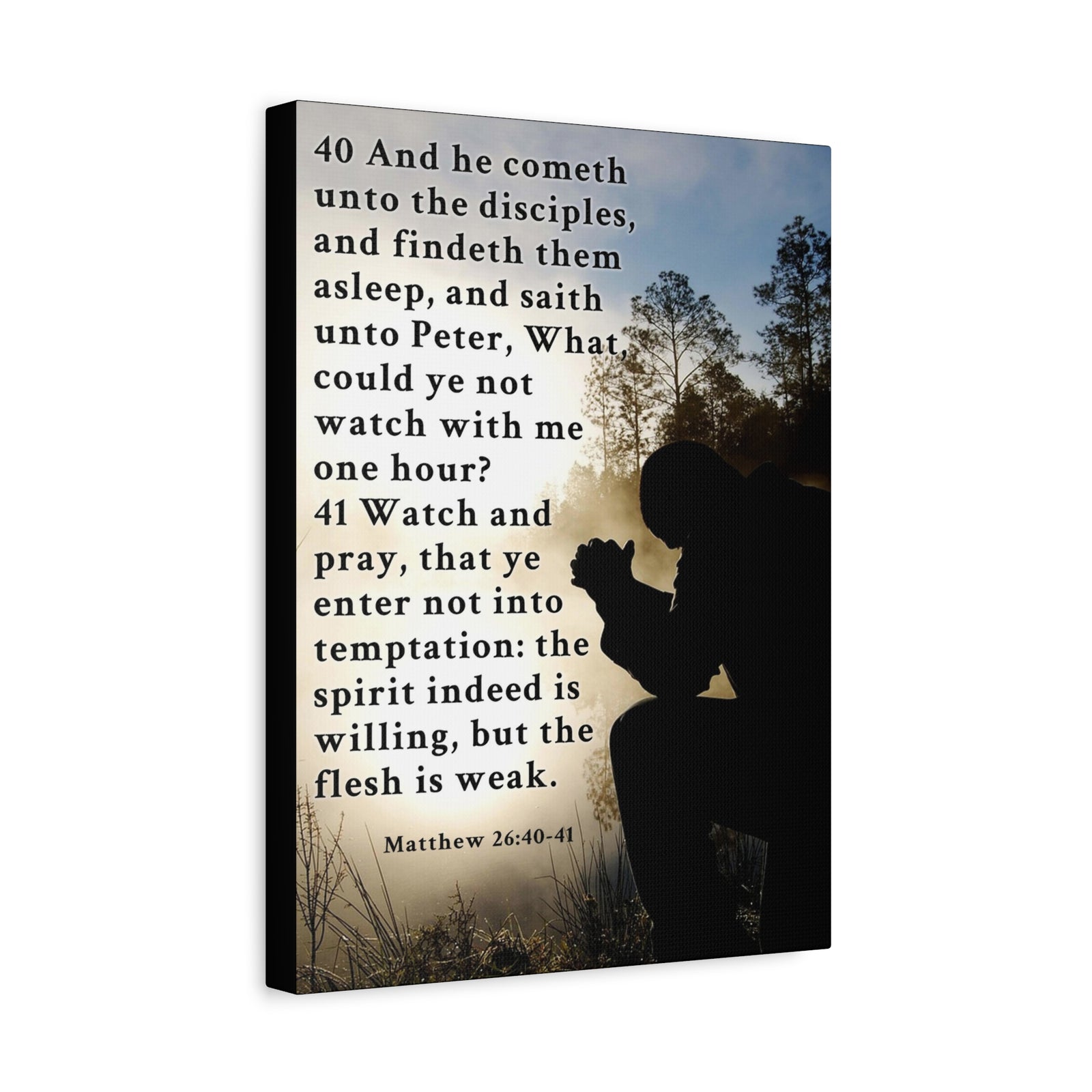 Matthew 26:40-41 Watch and Pray Bible Verse Canvas – Christian Wall Art, Ready to Hang-Express Your Love Gifts