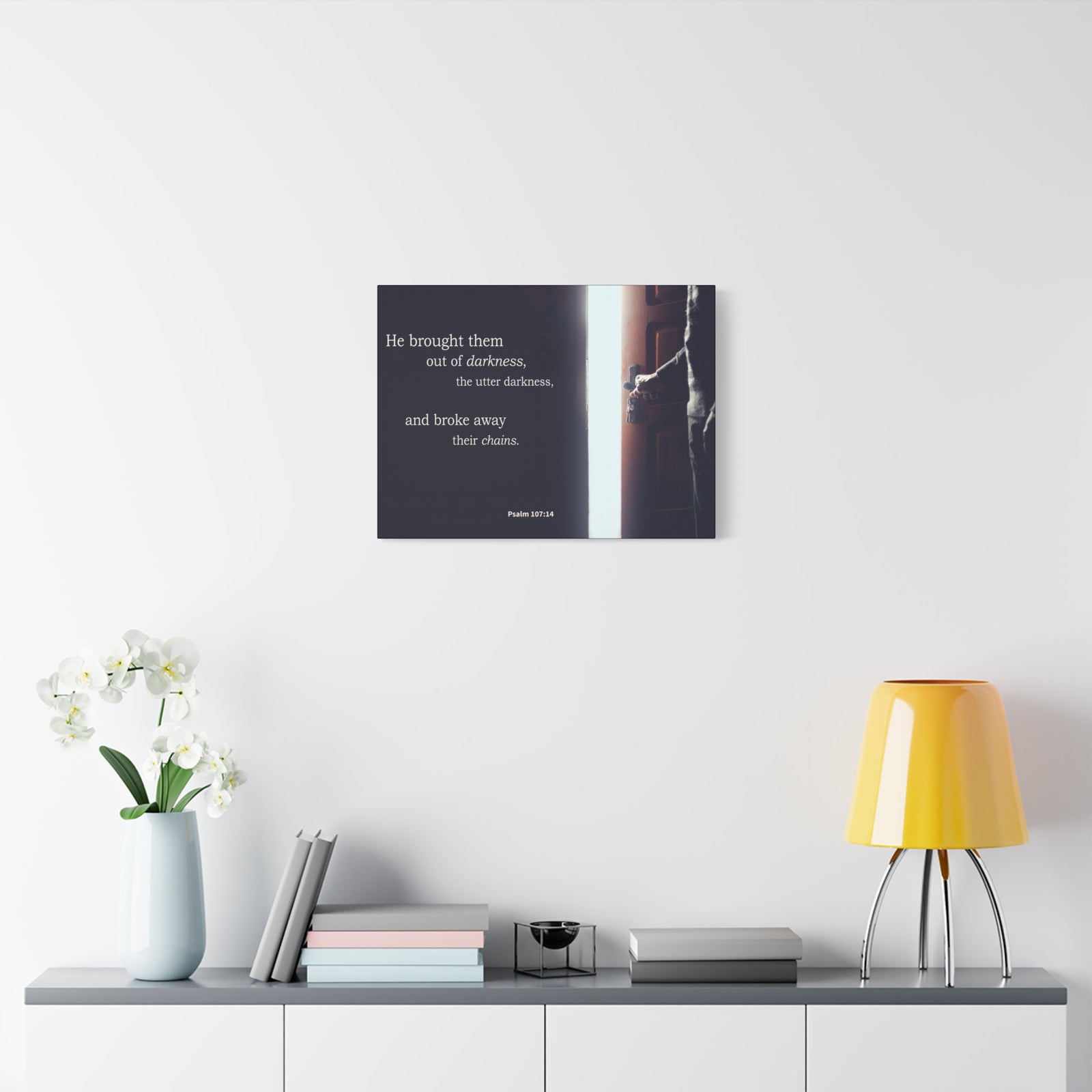 Scripture Walls He Brought Them Psalm 107:14 Bible Verse Canvas Christian Wall Art Ready to Hang-Express Your Love Gifts