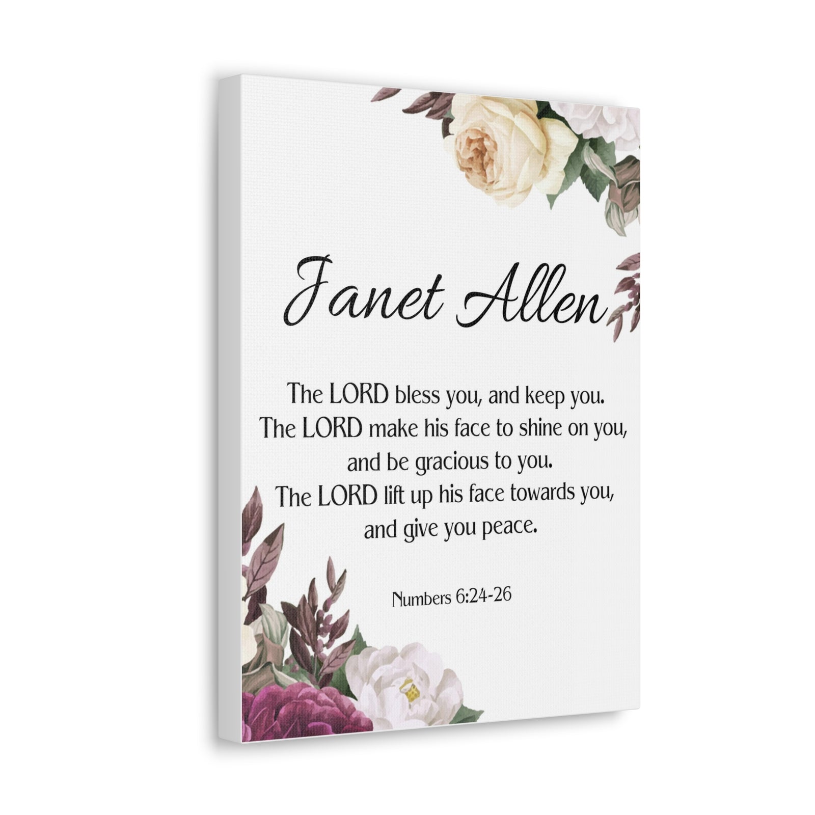 Scripture Walls Personalized Numbers 6:24-26 Bible Chapter Canvas Christian Wall Art Ready to Hang-Express Your Love Gifts