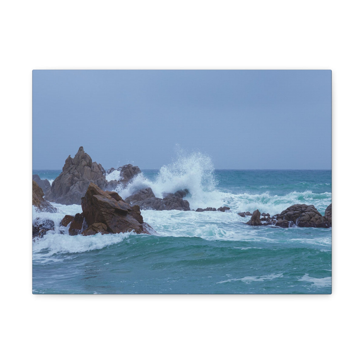 Sea Waves Crash Against Rocks Large Splashes Ocean Canvas Wall Art for Home Decor Ready-to-Hang-Express Your Love Gifts