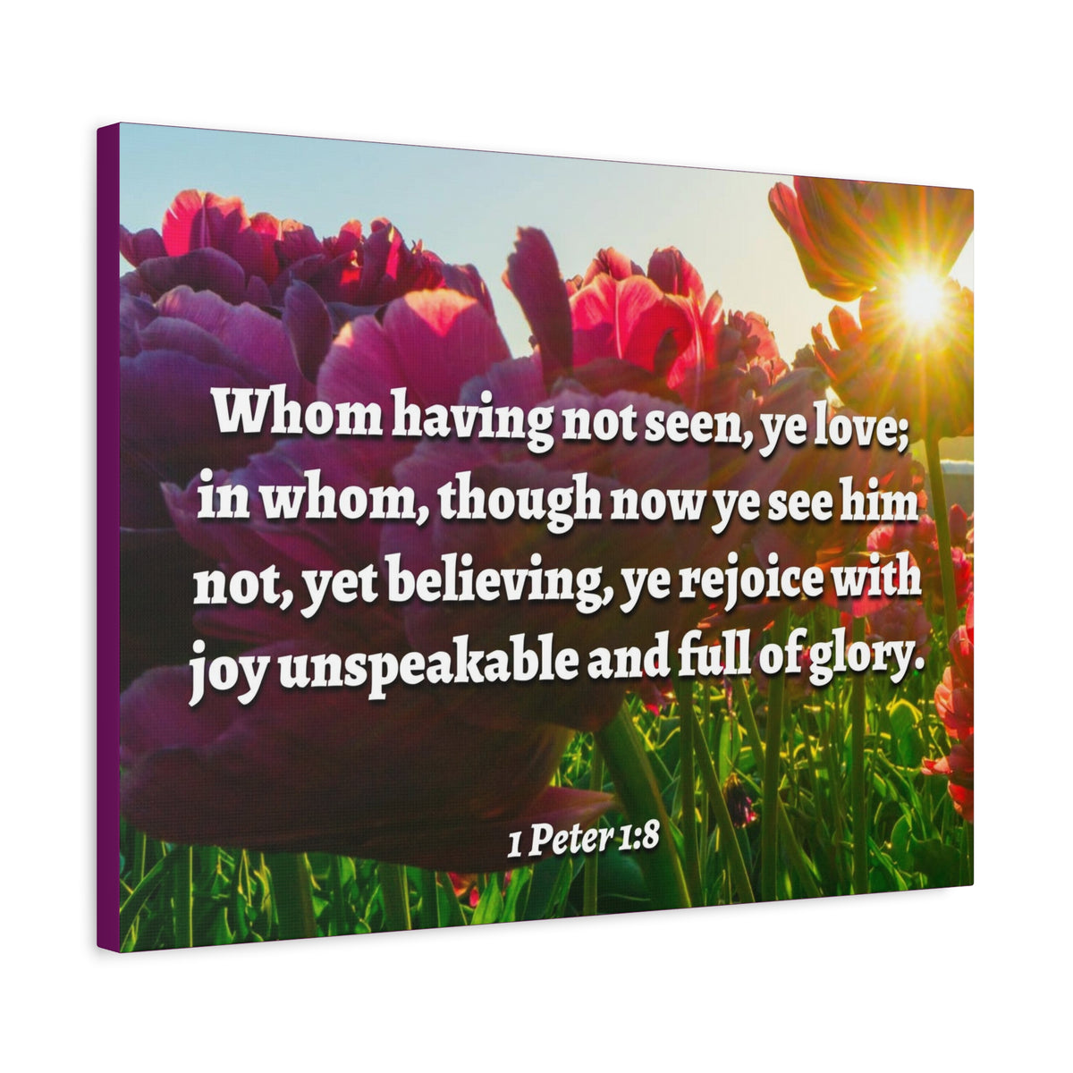 Scripture Canvas Not Seen 1 Peter 1:8 Christian Wall Art Bible Verse Print Ready to Hang-Express Your Love Gifts
