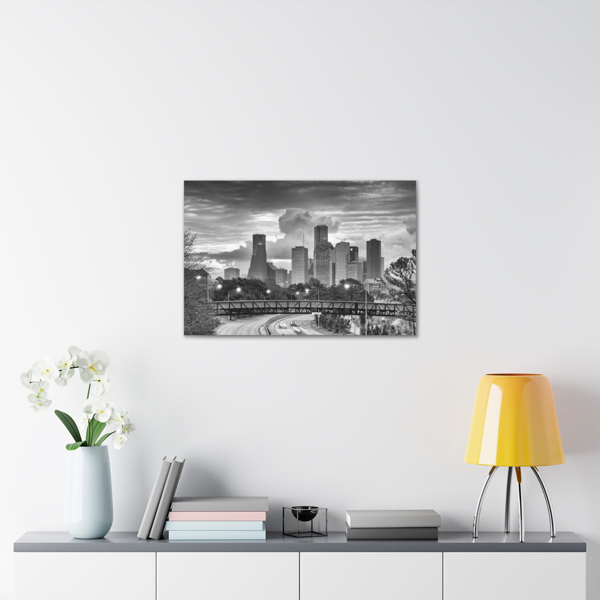 Houston Black And White Skyline Canvas Artwork High-Quality Breathtaking Stunning Cityscape for Home Decor Ready to Hang-Express Your Love Gifts