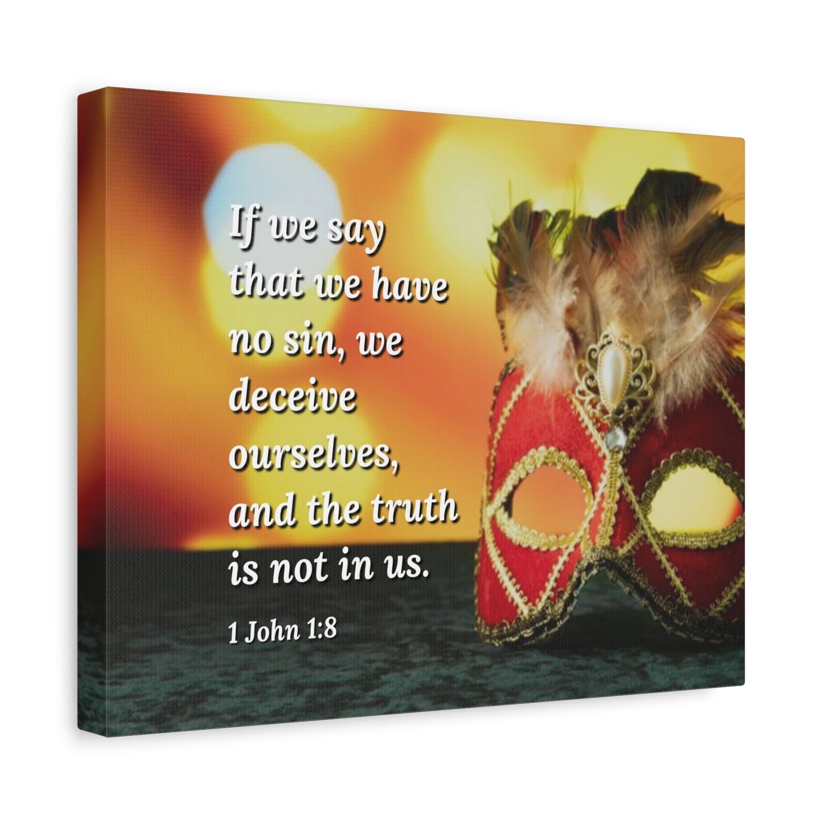 Scripture Canvas The Truth 1 John 1:8 Christian Wall Art Bible Verse Print Ready to Hang-Express Your Love Gifts