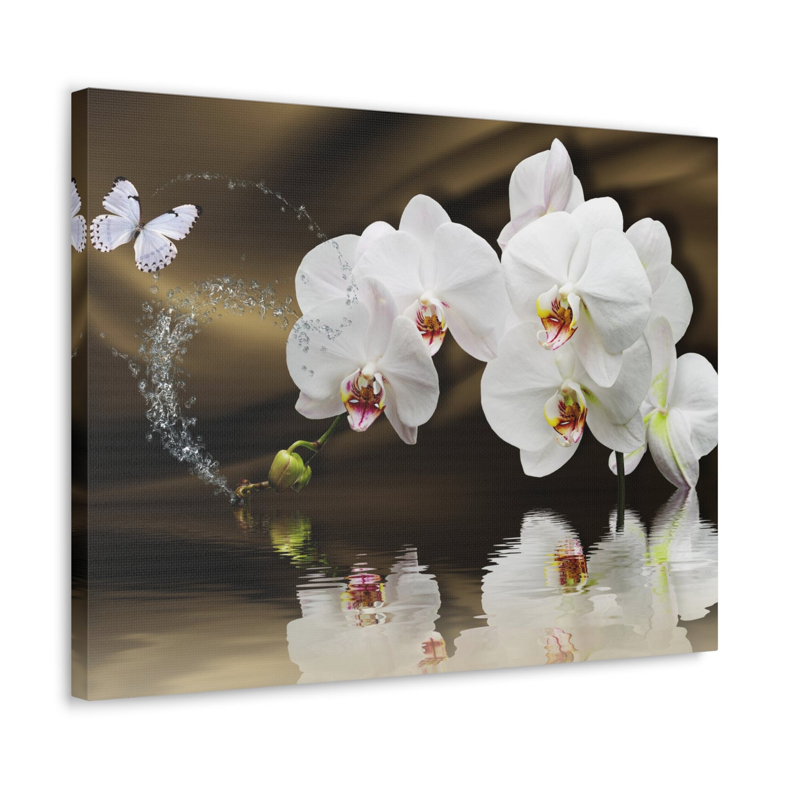 Orchids Reflected in Water Flower Canvas Wall Art for Home Decor Ready-to-Hang-Express Your Love Gifts