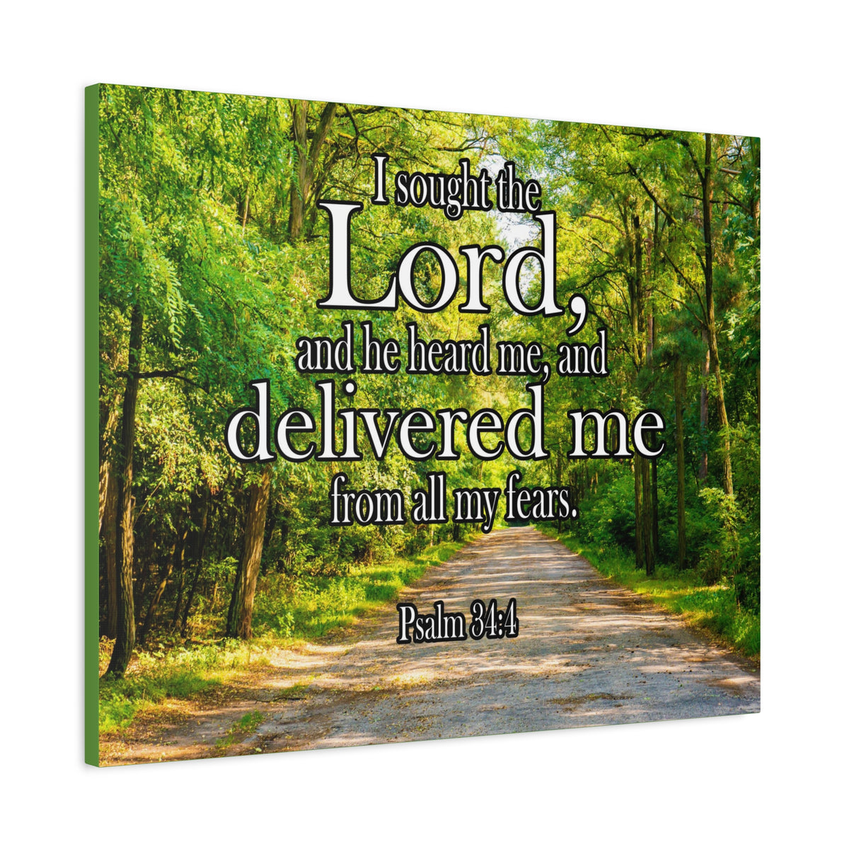 Scripture Canvas Lord Delivered Me Psalm 34:4 Christian Wall Art Bible Verse Print Ready to Hang-Express Your Love Gifts