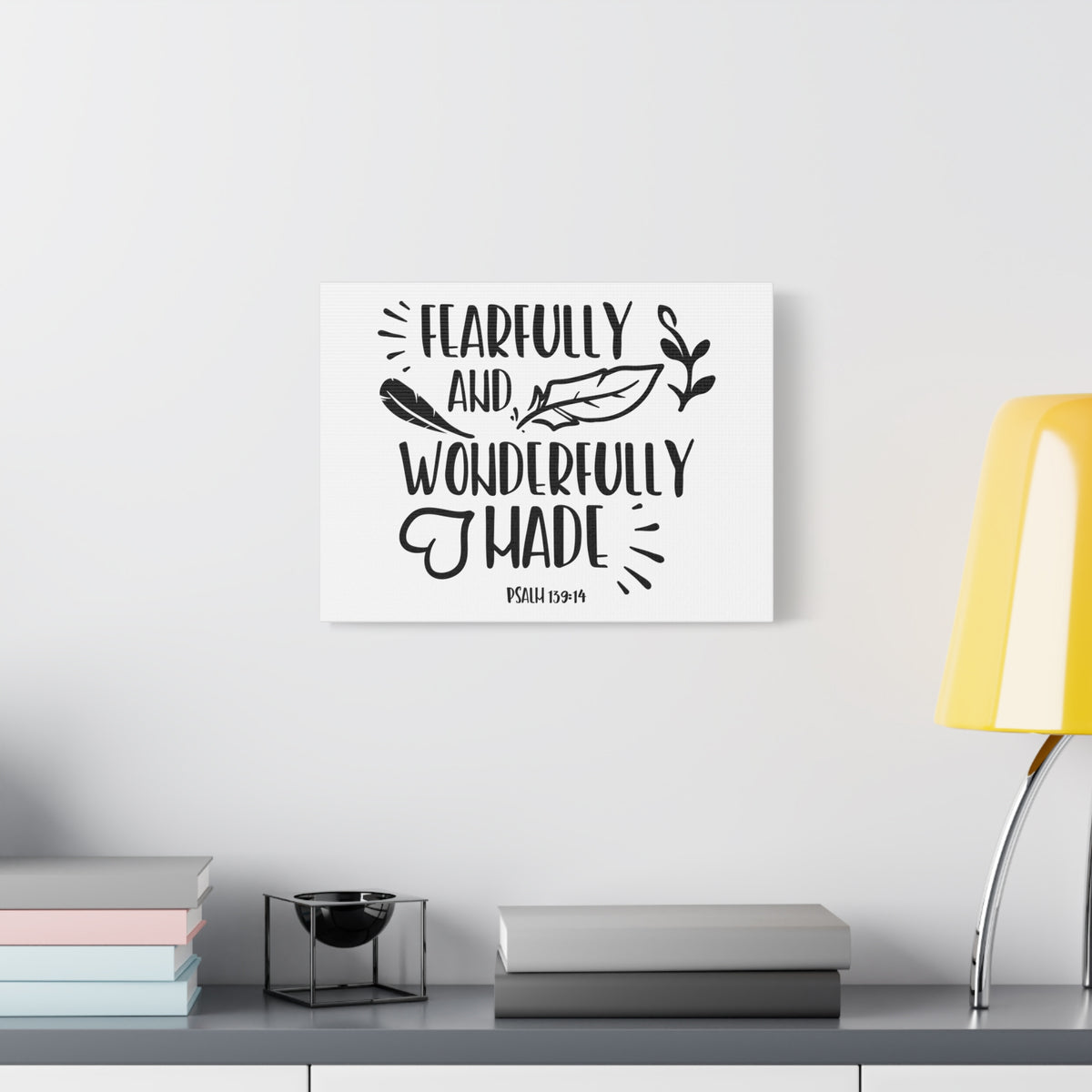 Scripture Canvas Fearfully And Wonderfully Psalm 139:14 Christian Wall Art Bible Verse Print Ready to Hang-Express Your Love Gifts
