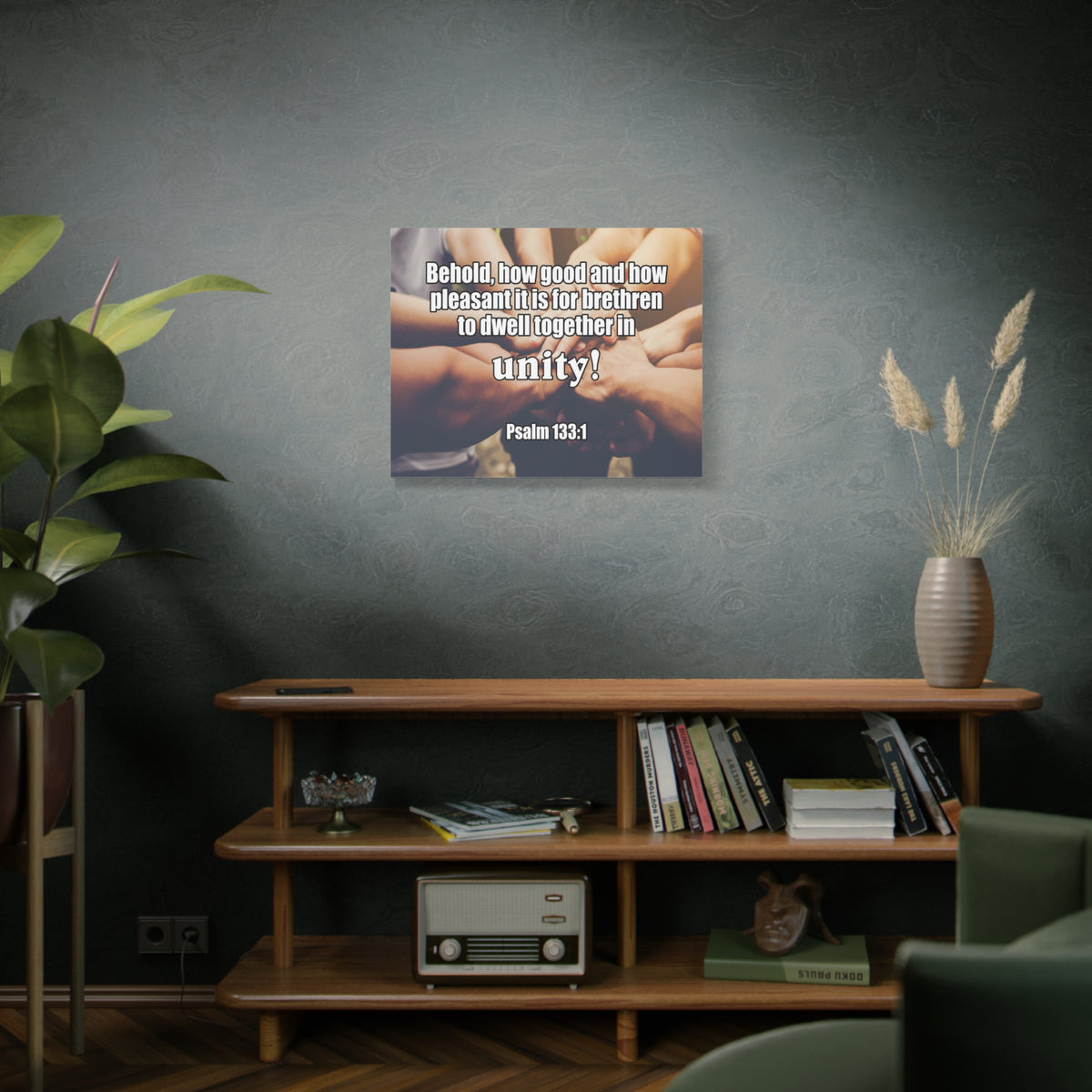 Scripture Canvas Unity Psalm 133:1 Christian Wall Art Bible Verse Print Ready to Hang-Express Your Love Gifts