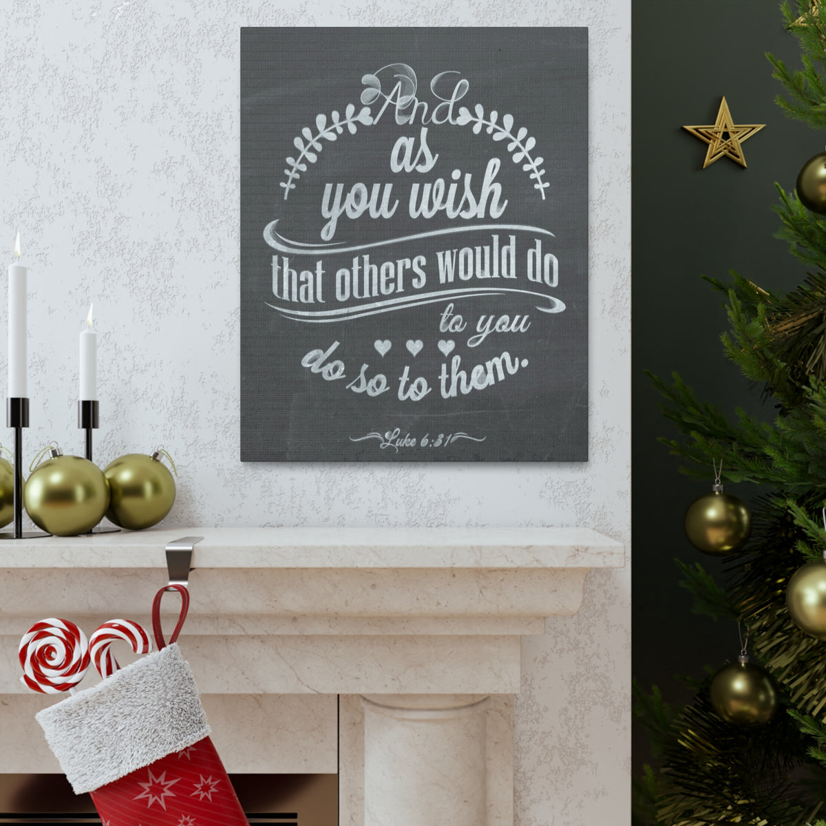 Scripture Canvas And As You Wish Luke 6:31 Christian Wall Art Bible Verse Print Ready To Hang-Express Your Love Gifts