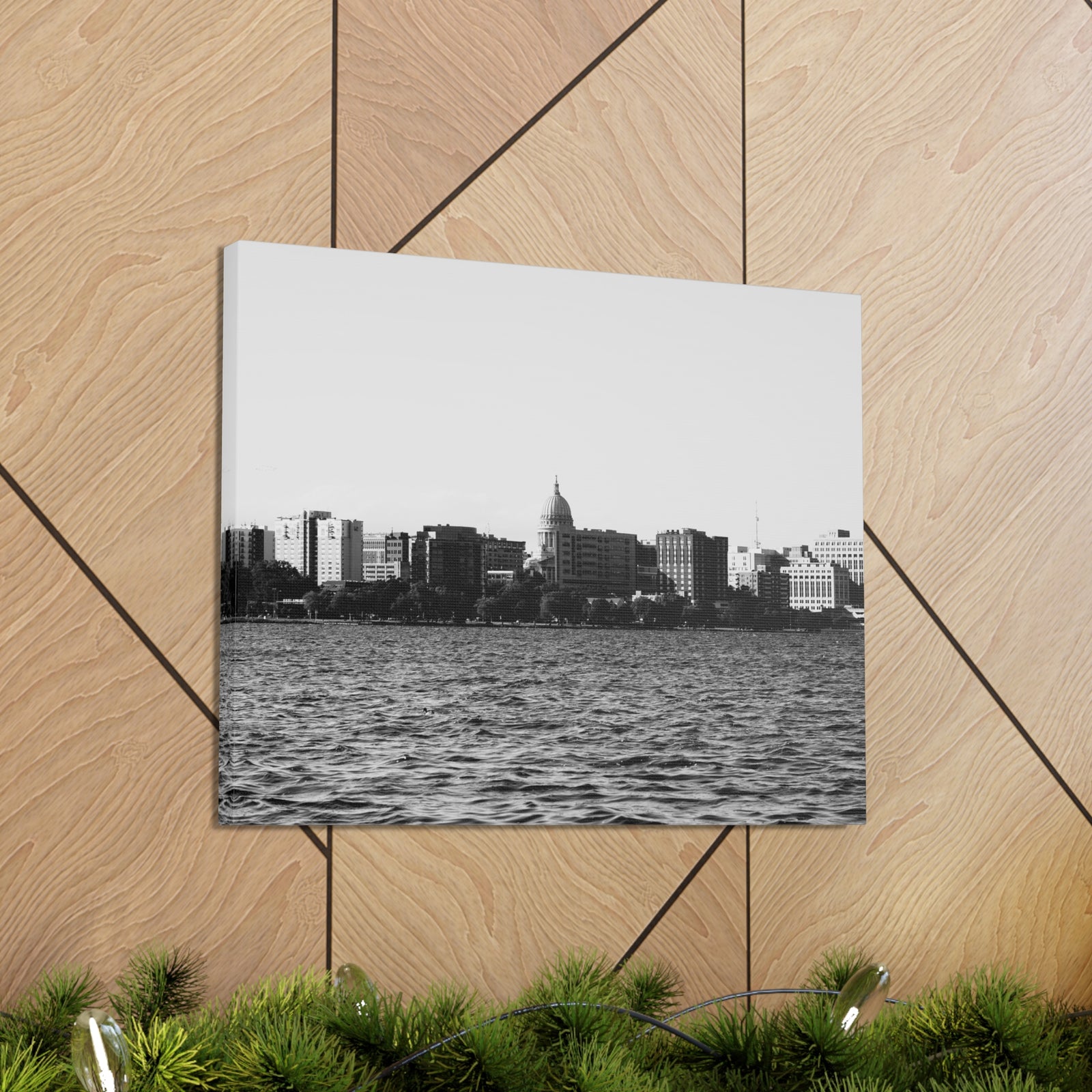 Madison Black White Skyline Canvas Artwork High-Quality Breathtaking Stunning Cityscape for Home Decor Ready to Hang-Express Your Love Gifts