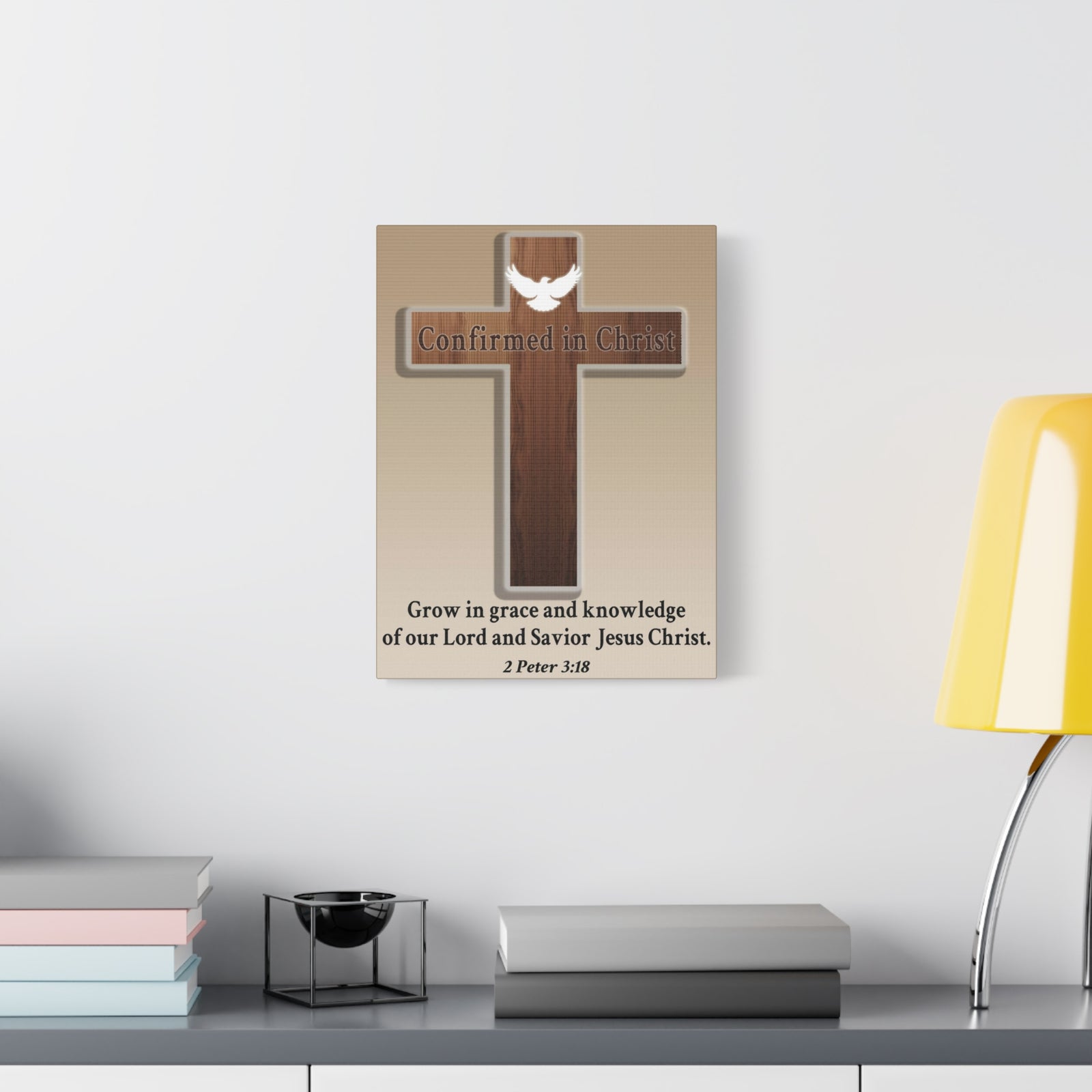 Scripture Walls 2 Peter 3:18 Confirmed in Christ Cross Bible Canvas Christian Wall Art Ready to Hang Unframed-Express Your Love Gifts
