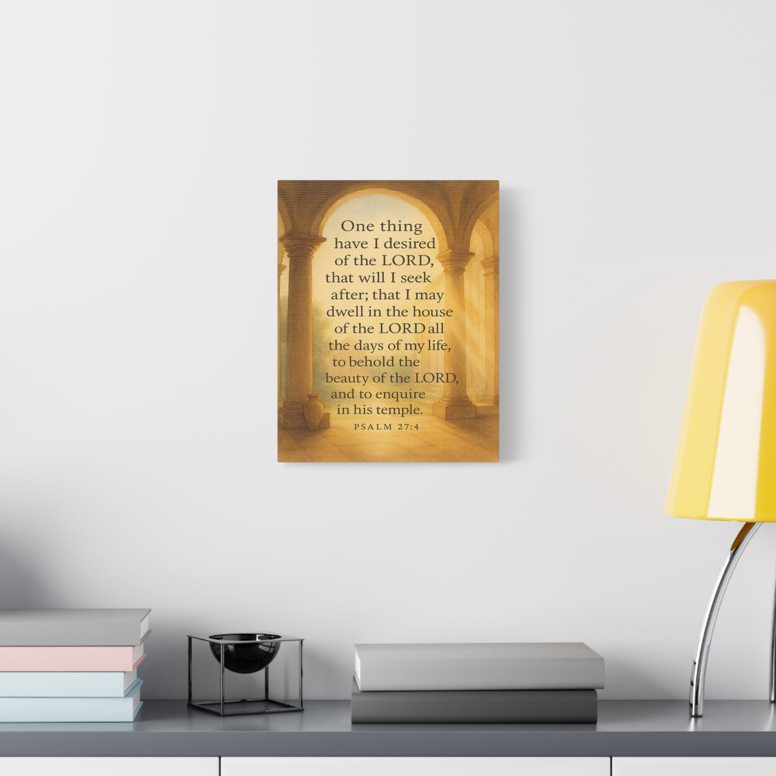 Bible Verse Canvas Psalm 27:4 Christian Home Décor Wall Art Scripture Ready to Hang Faith Print-Express Your Love Gifts