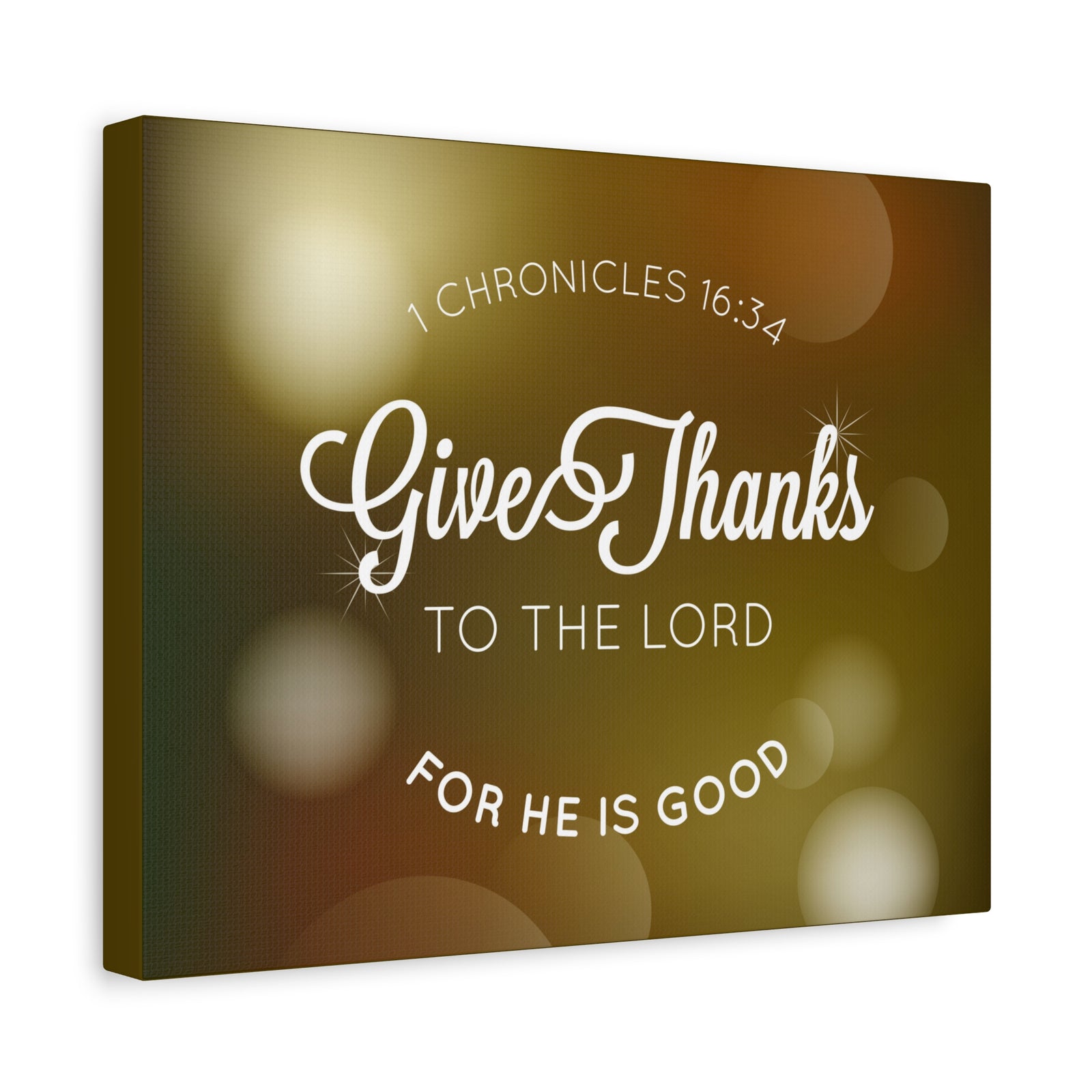Scripture Canvas Give Thanks To The Lord 1 Chronicles 16:34 Christian Wall Art Bible Verse Print Ready To Hang-Express Your Love Gifts