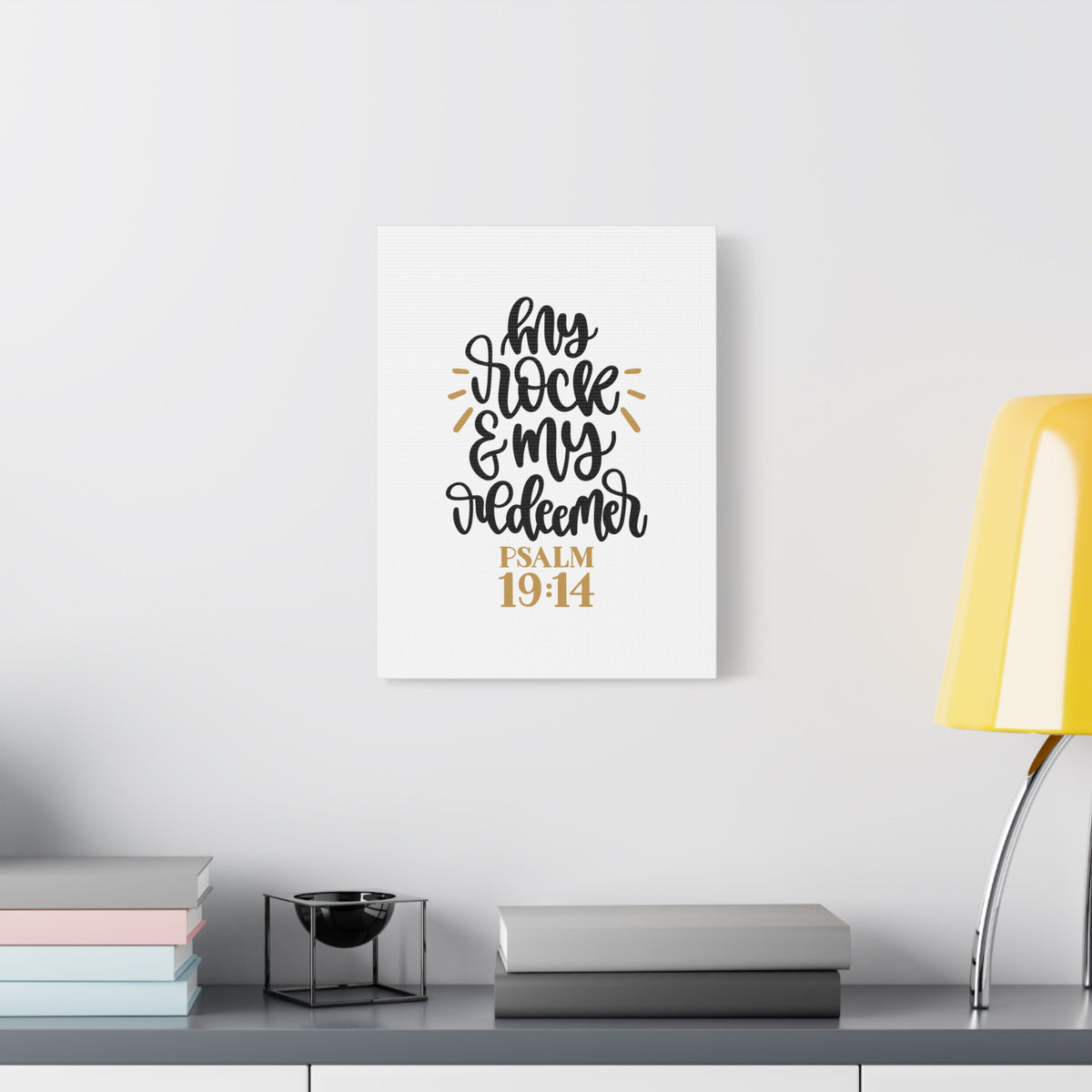 Scripture Canvas Redeemed Psalm 19:14 Christian Wall Art Bible Verse Print Ready to Hang-Express Your Love Gifts
