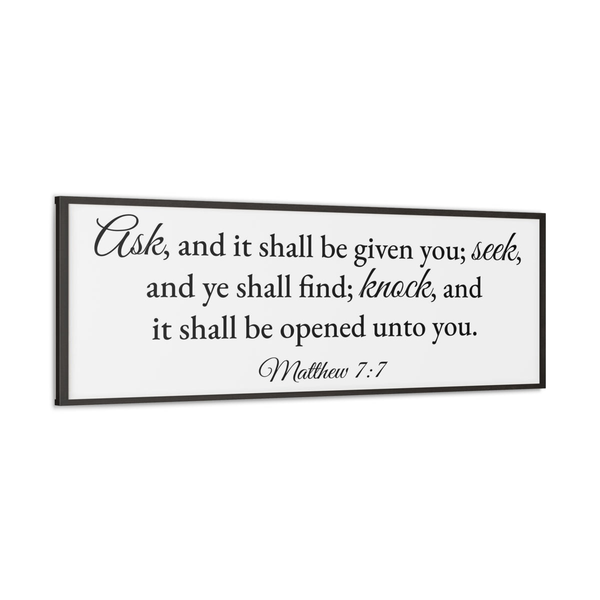 Scripture Walls Matthew 7:7 White Bible Verse Canvas Christian Wall Art Ready to Hang Unframed-Express Your Love Gifts