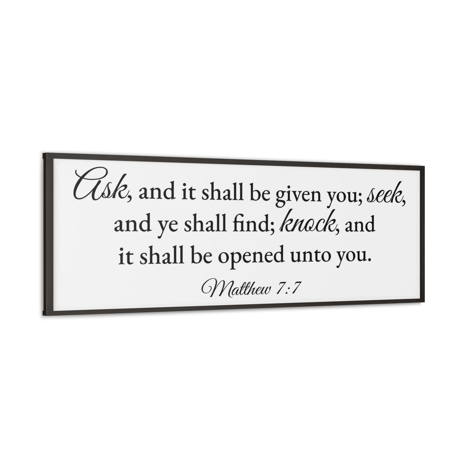 Scripture Walls Matthew 7:7 White Bible Verse Canvas Christian Wall Art Ready to Hang Unframed-Express Your Love Gifts