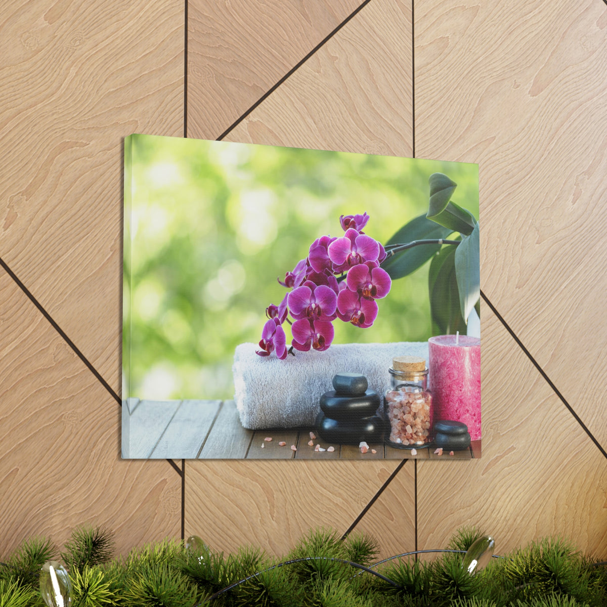 Spa Composition on Wooden Forest Floral Nature Photography Canvas Wall Art for Home Decor Ready-to-Hang-Express Your Love Gifts