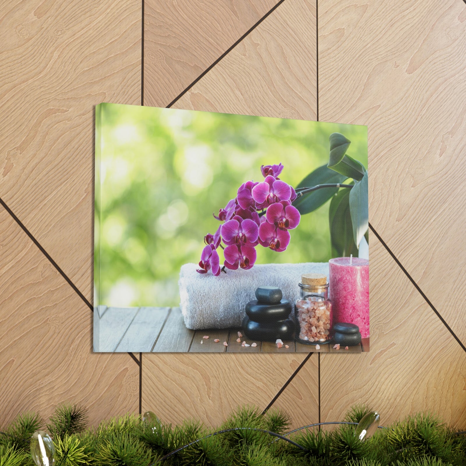 Spa Composition on Wooden Forest Floral Nature Photography Canvas Wall Art for Home Decor Ready-to-Hang-Express Your Love Gifts
