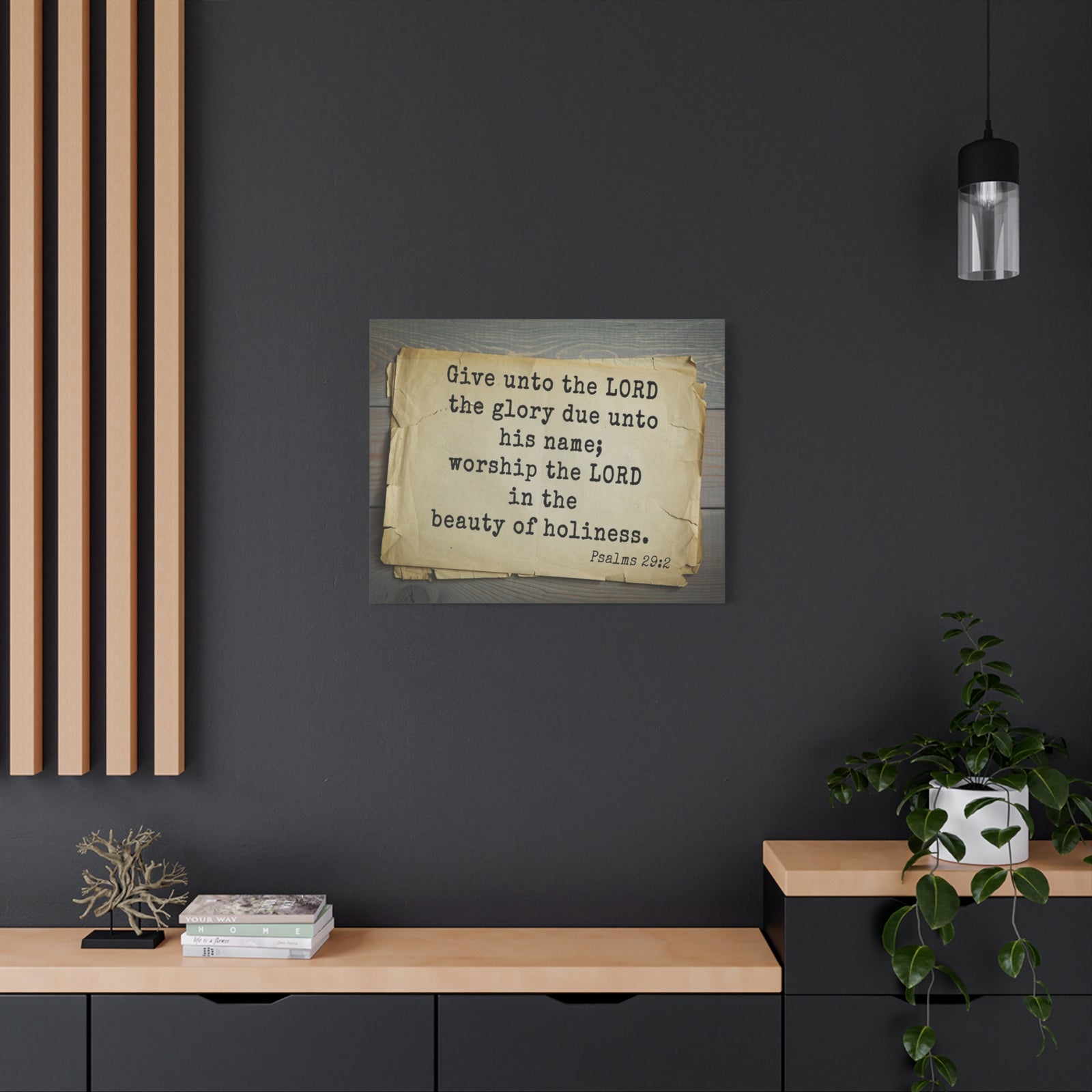 Scripture Walls Worship The Lord Psalms 29:2 Bible Verse Canvas Christian Wall Art Bible Verse Print Ready To Hang-Express Your Love Gifts