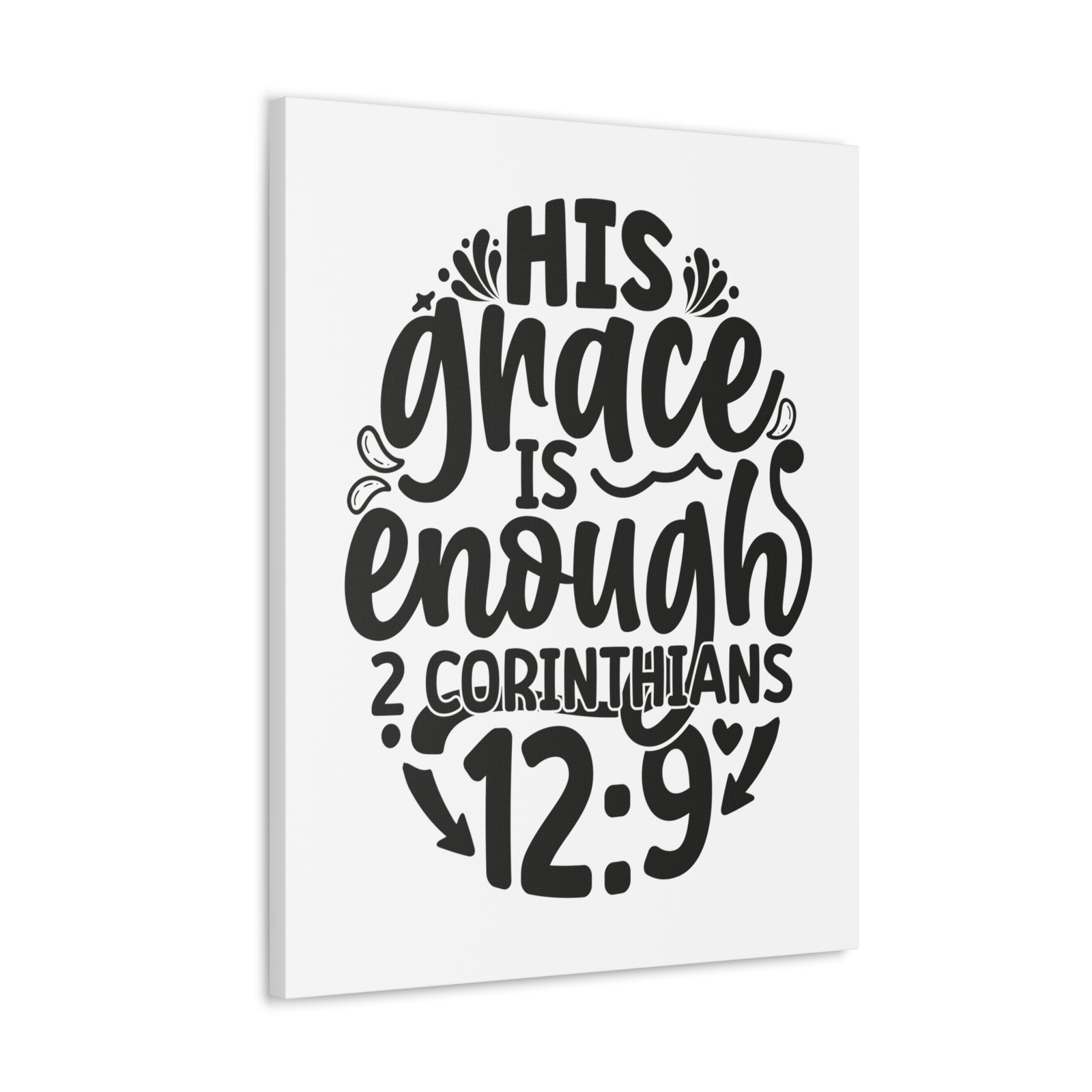 Scripture Walls 2 Corinthians 12:9 His Grace is Enough Circle Bible Verse Canvas Christian Wall Art Ready to Hang Unframed-Express Your Love Gifts