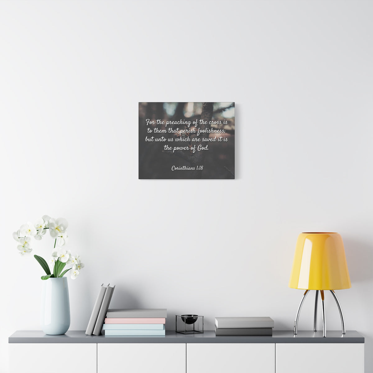 Scripture Canvas The Cross 1 Corinthians 1:18 Christian Wall Art Bible Verse Print Ready to Hang-Express Your Love Gifts
