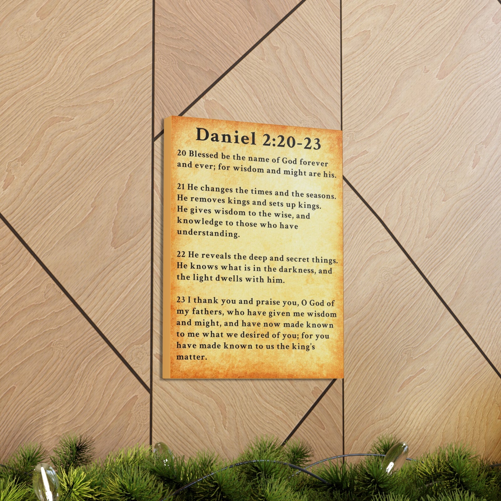 Scripture Walls Daniel 2:20-23 Daniel's Prayer of Praise Gold Bible Verse Canvas Christian Wall Art Ready to Hang Unframed-Express Your Love Gifts
