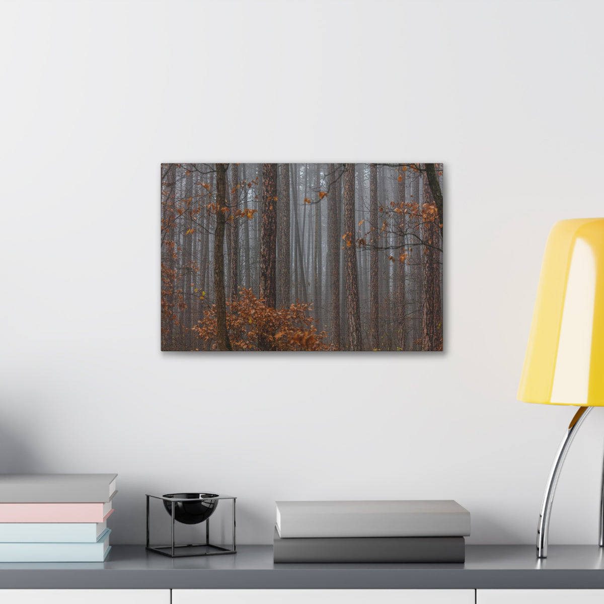 Autumn Forest Misty Orange Leave Nature Wilderness Photography Canvas Wall Art for Home Decor Ready-to-Hang-Express Your Love Gifts