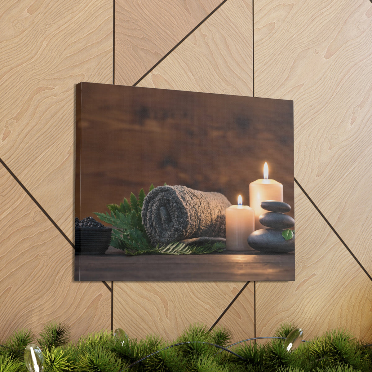 Towel on Fern Forest Floral Nature Photography Canvas Wall Art for Home Decor Ready-to-Hang-Express Your Love Gifts