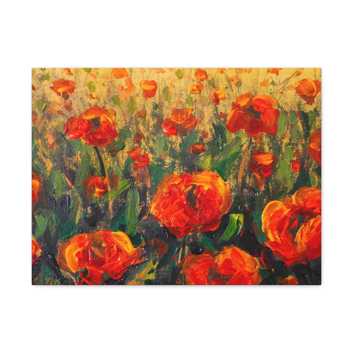 Red Large Poppies In Green Grass Flower Canvas Wall Art for Home Decor Ready-to-Hang-Express Your Love Gifts