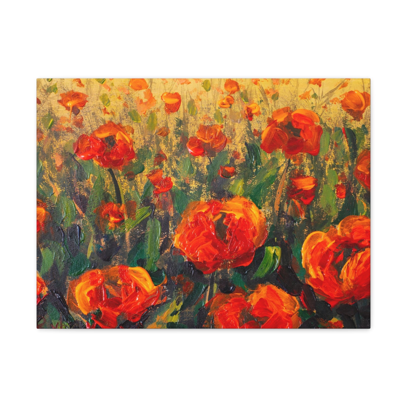 Red Large Poppies In Green Grass Flower Canvas Wall Art for Home Decor Ready-to-Hang-Express Your Love Gifts