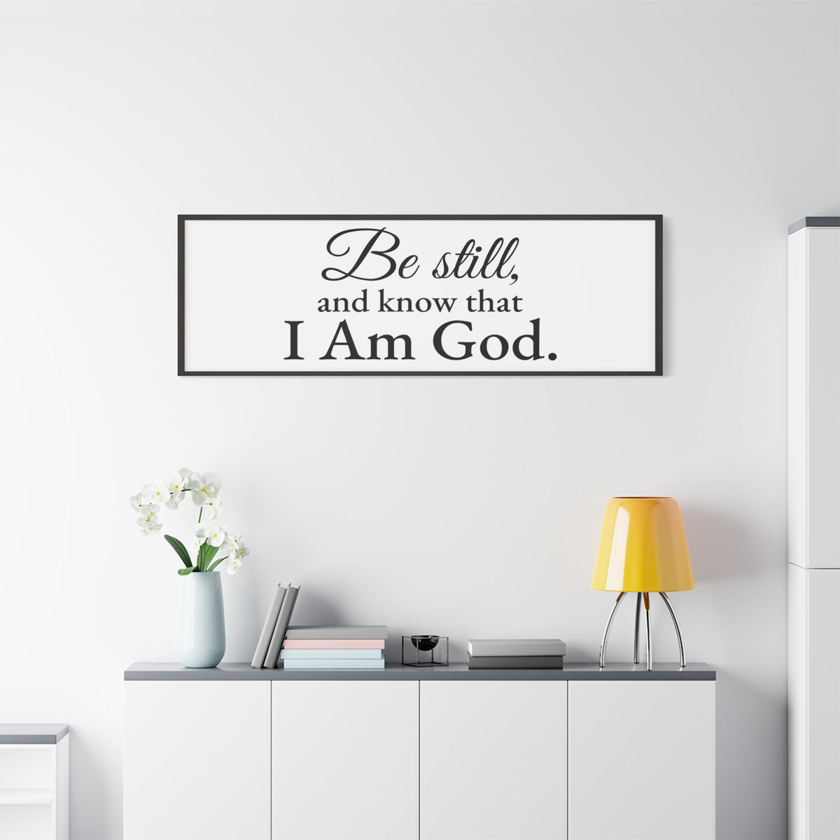 Scripture Walls Be Still Psalm 46:10 White Bible Verse Canvas Christian Wall Art Ready to Hang Unframed-Express Your Love Gifts