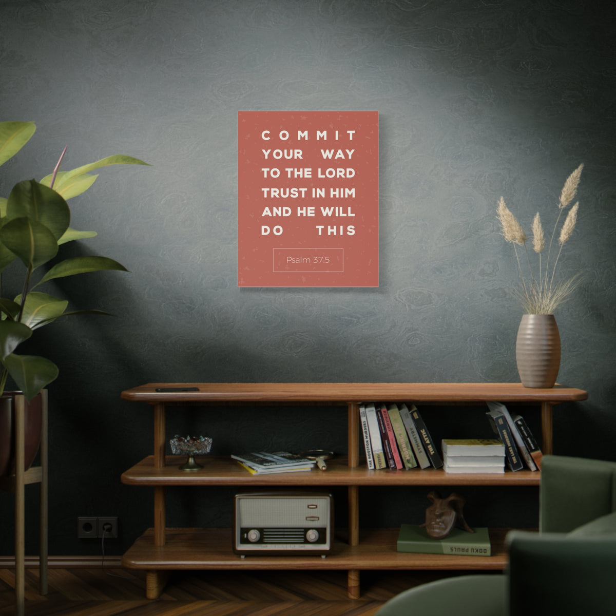 Scripture Canvas Commit Your Way Psalm 37:5 Christian Wall Art Bible Verse Print Ready To Hang-Express Your Love Gifts