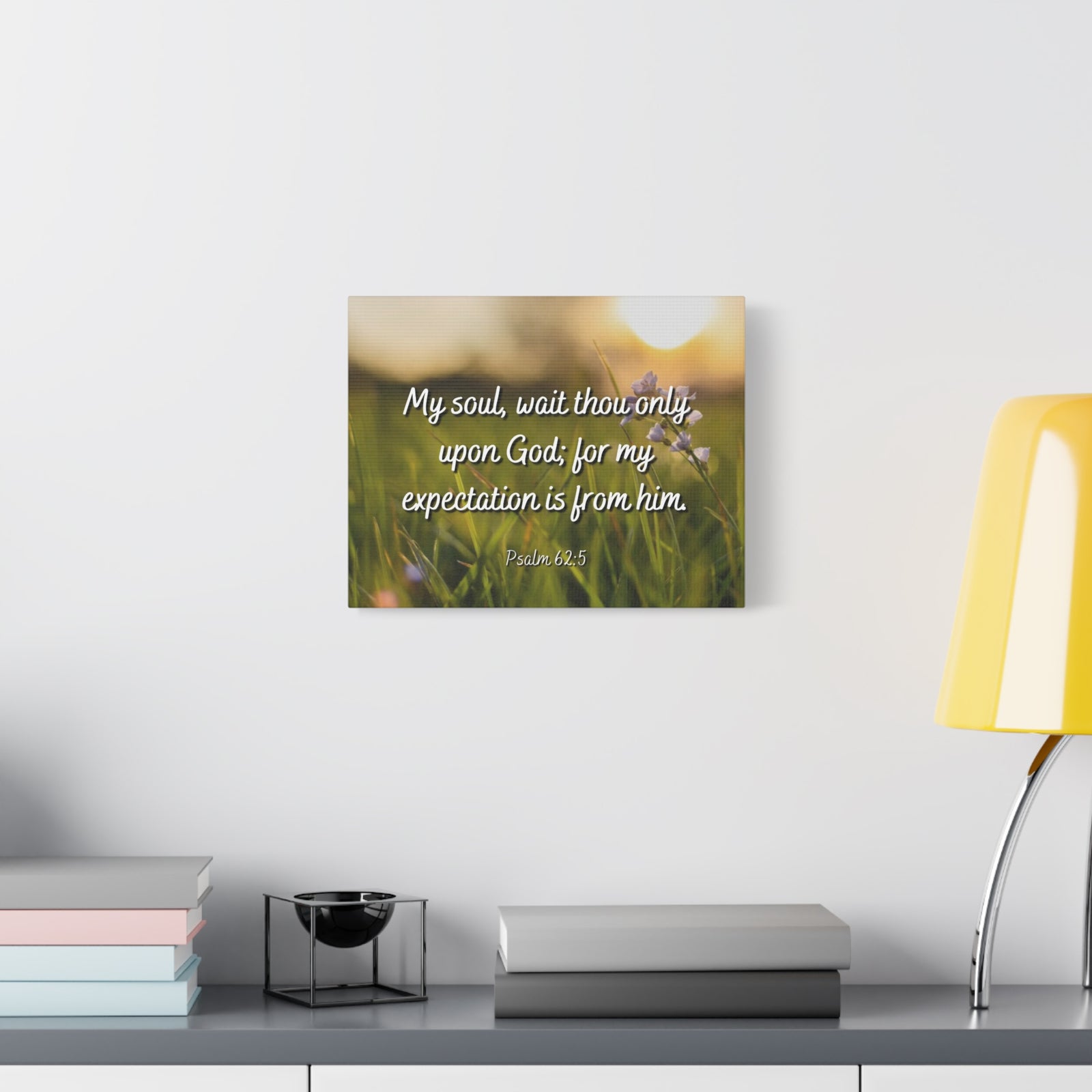 Scripture Canvas My Expectation Psalm 62:5 Christian Wall Art Bible Verse Print Ready to Hang-Express Your Love Gifts
