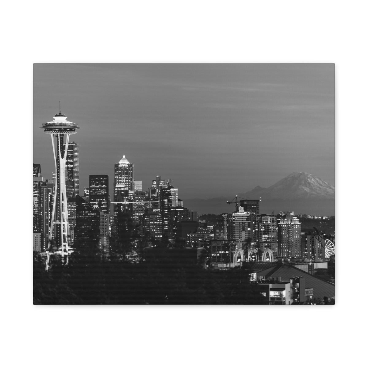 Seattle Black And White Skyline Canvas Artwork High-Quality Breathtaking Stunning Cityscape for Home Decor Ready to Hang-Express Your Love Gifts