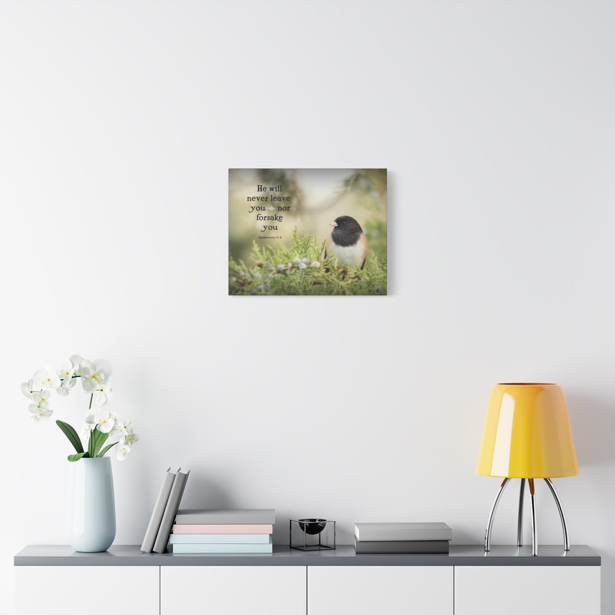 Scripture Canvas Never Forsake Deuteronomy 31:8 Christian Wall Art Bible Verse Print Ready to Hang-Express Your Love Gifts